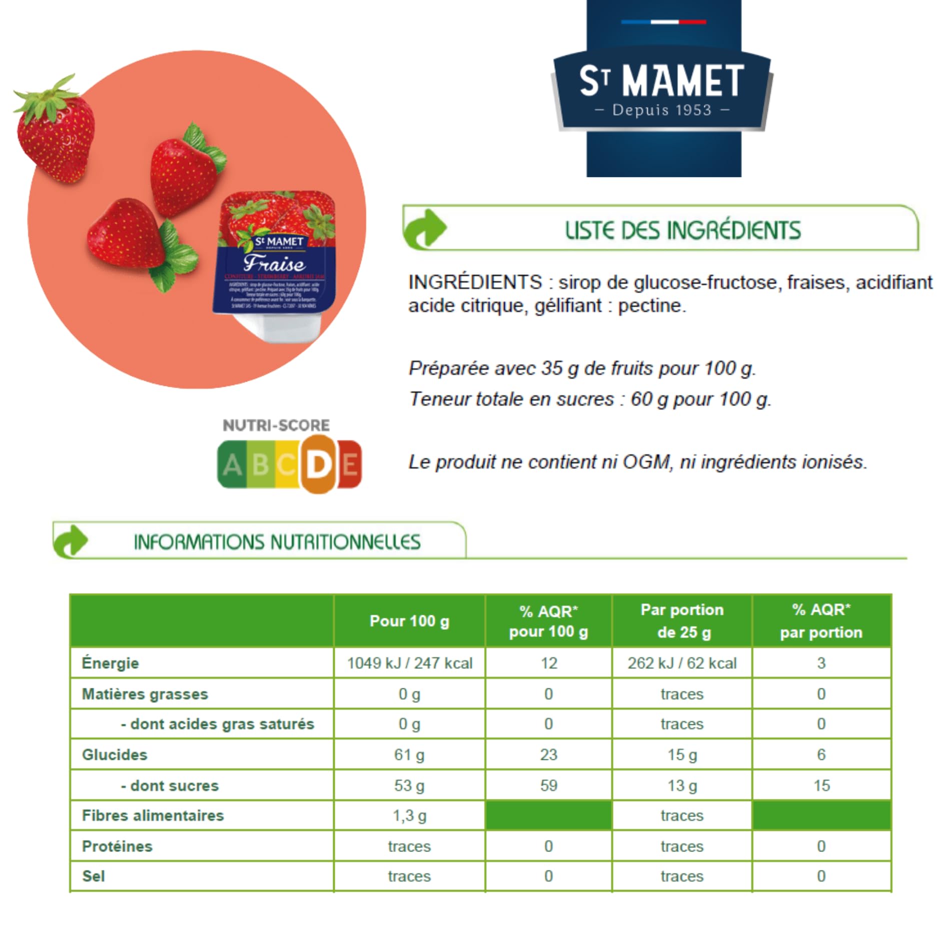 ST MAMET ! DDM 11/26 ! | 120 Barquettes de Confiture de Fraise & Abricot | Doses individuelles de 25g pour Petit-Déjeuner, Hôtellerie, Camping et Pique-Nique - Format Professionnel et Familial