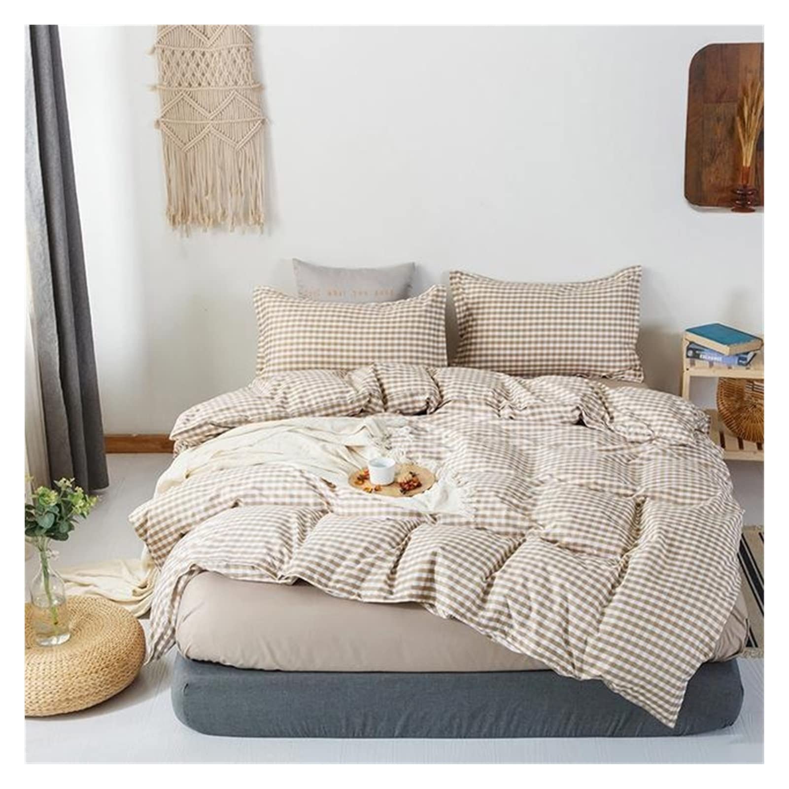Copripiumino Matrimoniale Green Grid Duvet Cover 220x240 federa 3pcs, set di biancheria da letto, coperchio trapunta 200x230, coperchio coperta, lenzuolo, doppia regina king size Copripiumino Singolo