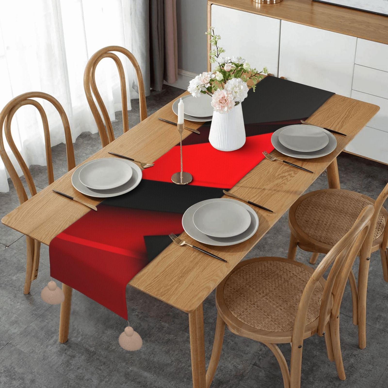Chemin de table rustique de qualité supérieure avec pampilles élégantes 35 cm