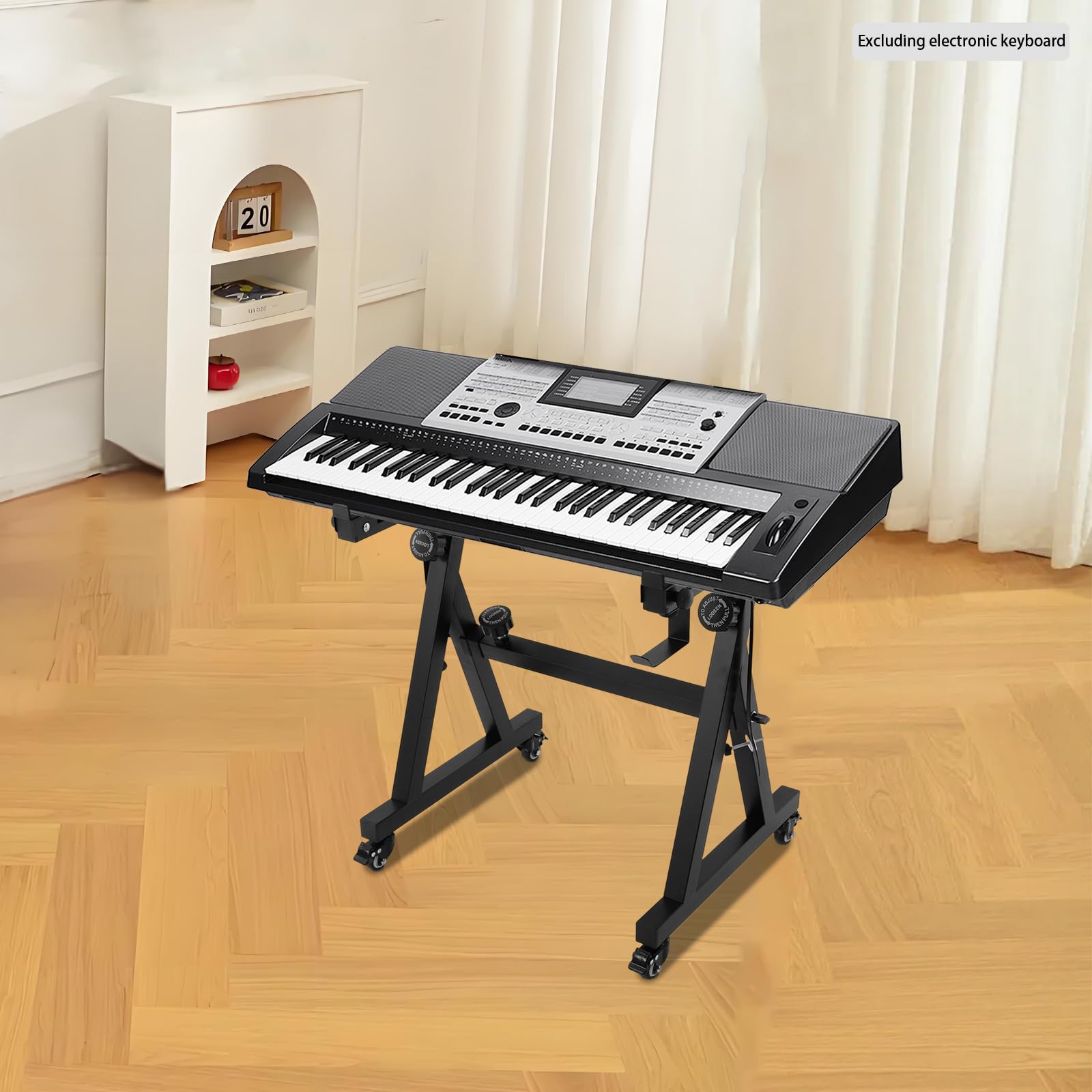 Keyboard Ständer Notenständer Keyboardständer Musikkeyboardständer Piano Ständer, Z-Keyboardständer, Gummierte Füße, Länge/höhenverstellbarer, für Kinder und Erwachsene (Schwarz)