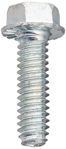 Miniatura 2 de Small Parts 1212RWS - Tornillo de rosca de acero para metal, chapado en zinc, cabeza hexagonal dentada, tamaño de rosca #12-24, longitud de 34