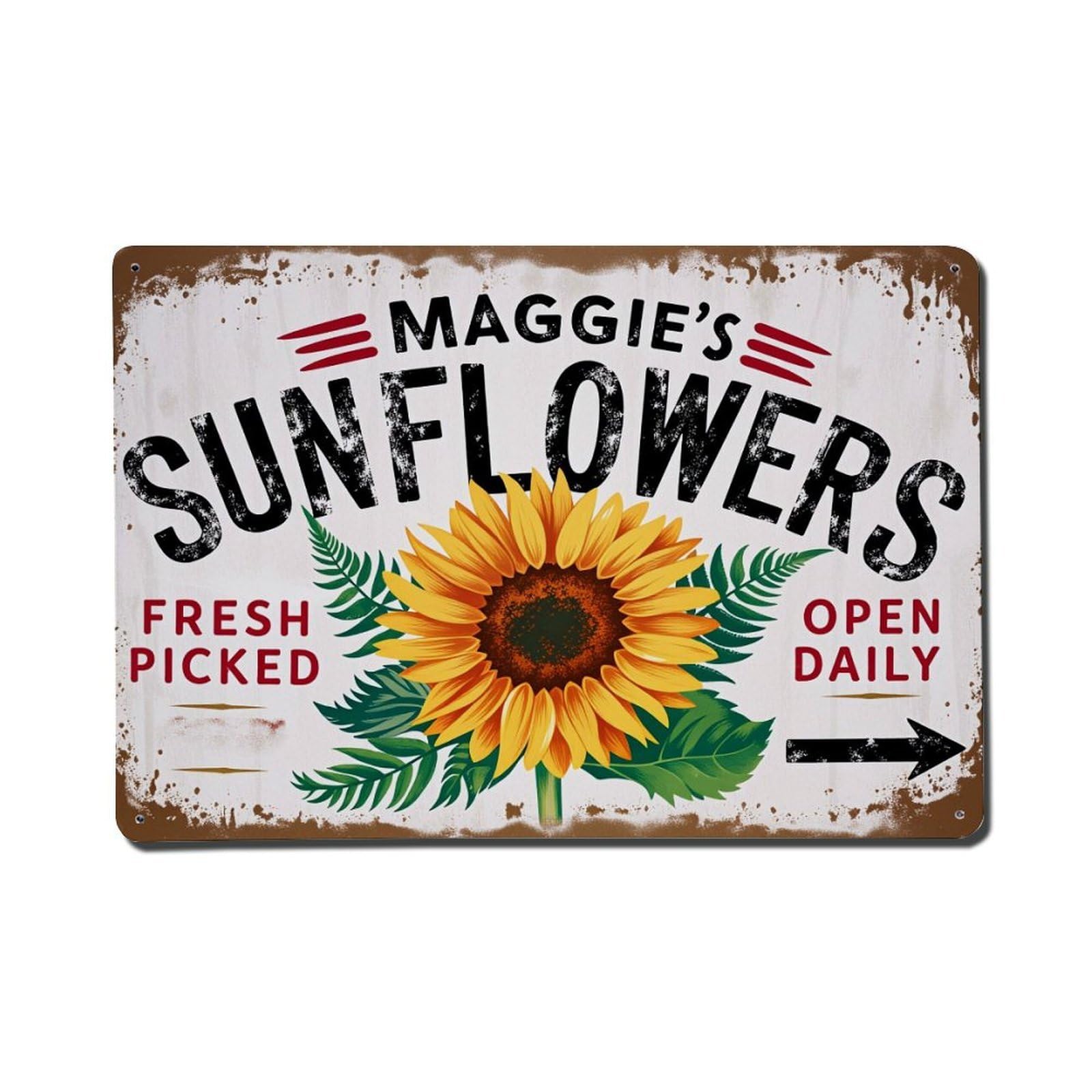 Sunflower Floral Rustic Sign Art Tin Sign Vintage Metal Poster, Home Bar Garage Man Cave Cafe Indoor & Outdoor Wall Decoration 8x12Inches