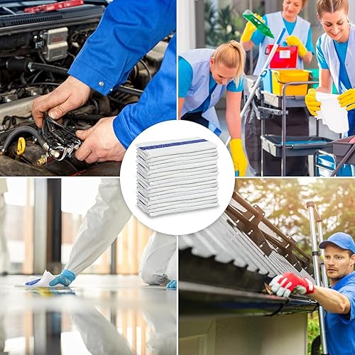 Miniatura 5 de GOLD TEXTILES Toallas de baño a granel blancas (22 x 44 pulgadas) de grado económico, ligeras, fáciles de cuidar (12 unidades, rayas azules)