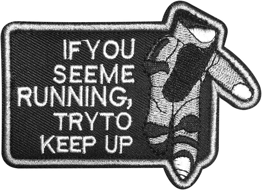 If You See Me Running Try to Keep Up Army Morale USA Badge Hook Loop Patches