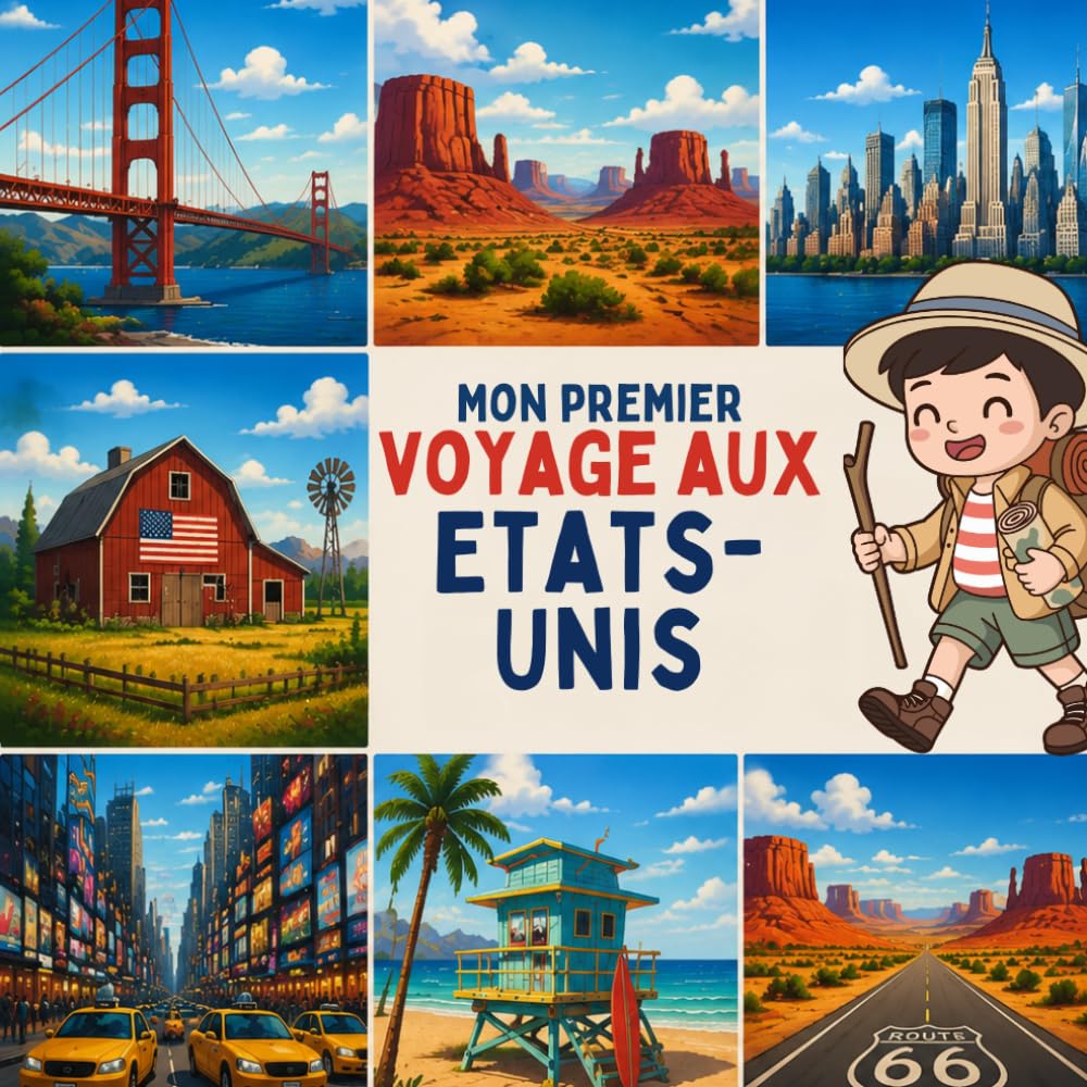 Mon premier voyage aux États-Unis : un pays plein d’aventures pour les petits aventuriers de 6 à 12 ans.
