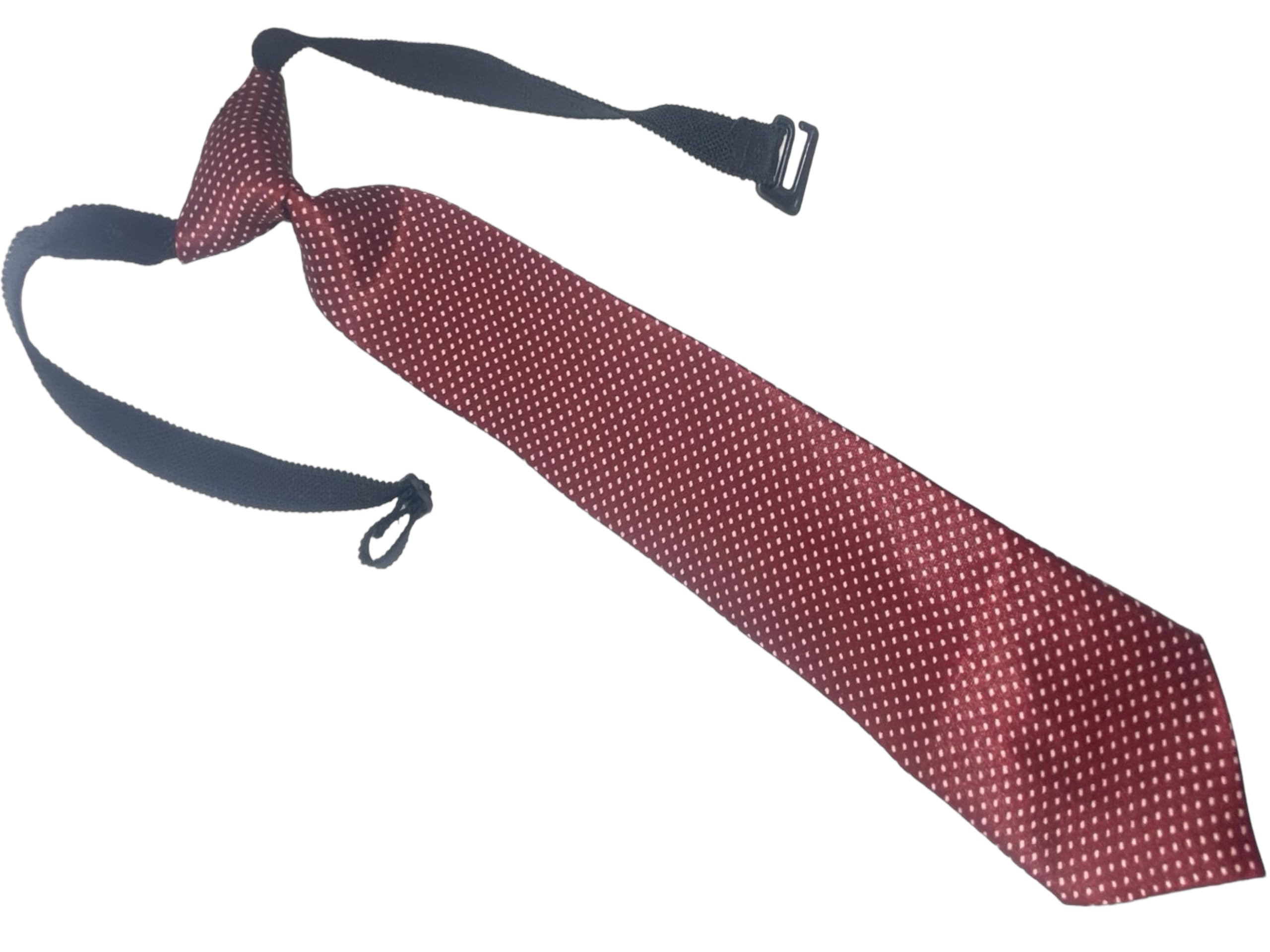 THE BOW TIE HOUSE Adjustable Satin Neck Tie for Kids | Necktie for Boys, Toddler & Youth | Perfect for Weddings, Graduations, School Uniforms | Burgundy Polka Dot - 6 to 10 Years 3