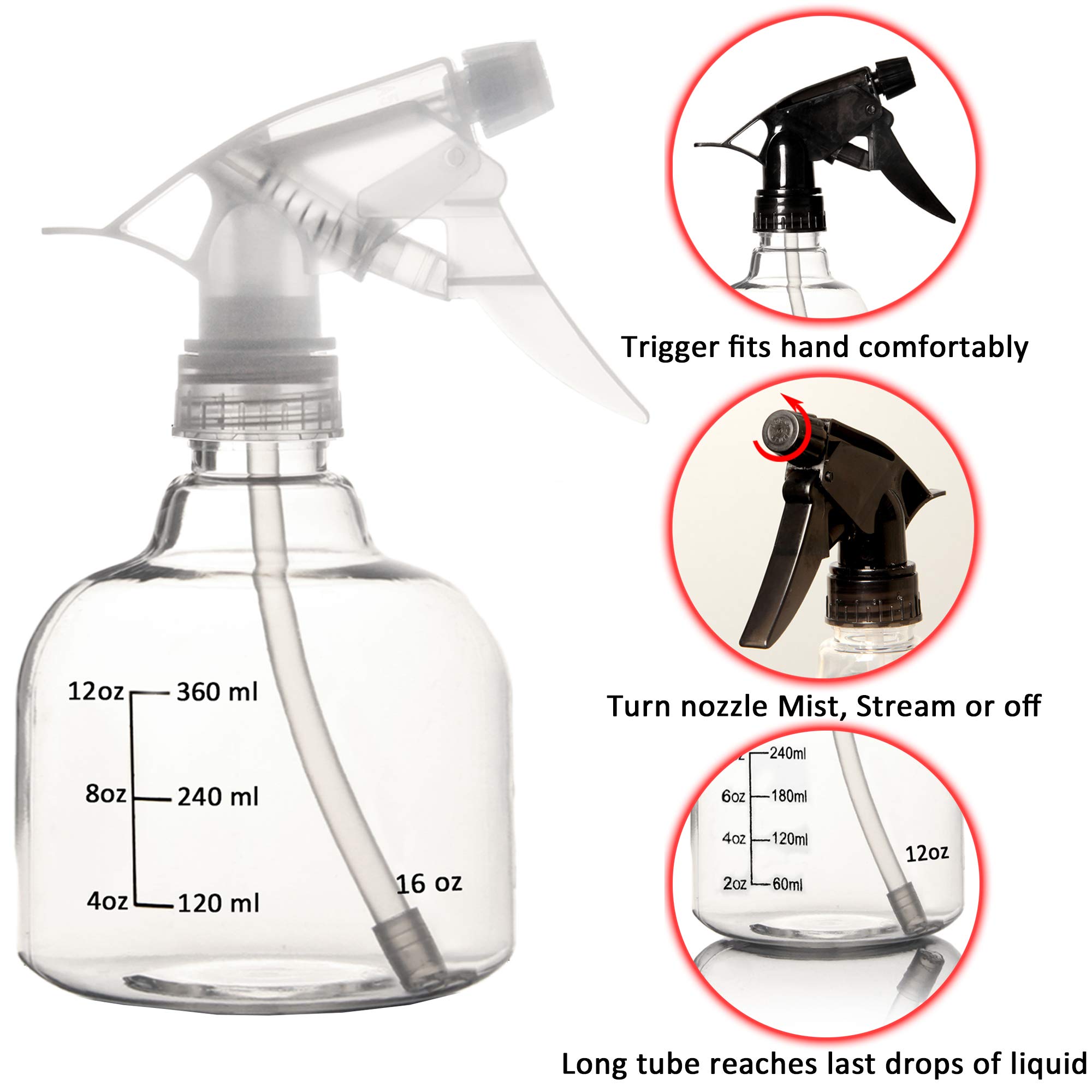Lot De 5 Vaporisateurs Vide 500ml - Bouteilles Pulvérisateurs Plastique Anti-Fuites 3 Modes - Multi-Usage