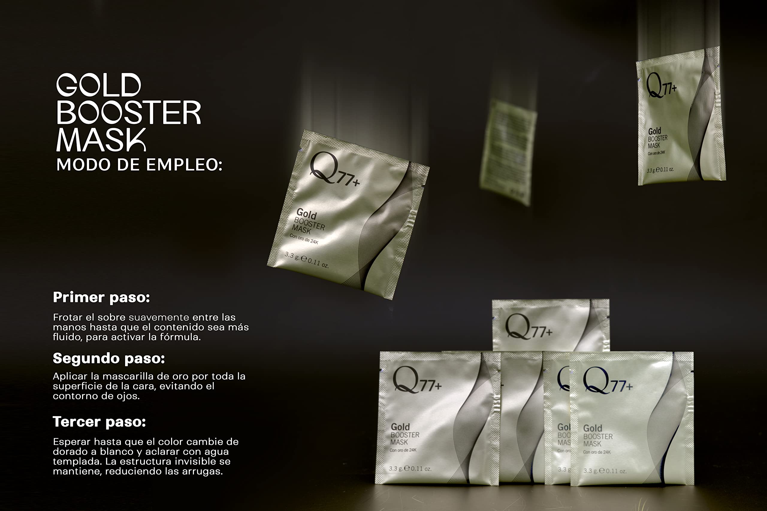Mascarilla Facial - Gold Booster Mask - Efecto Lifting Instantáneo - Elaborada con Partículas de Oro, Vitaminas y Aceites Esenciales - Actúa y Reduce las Arrugas - Formato de 10 Sobres