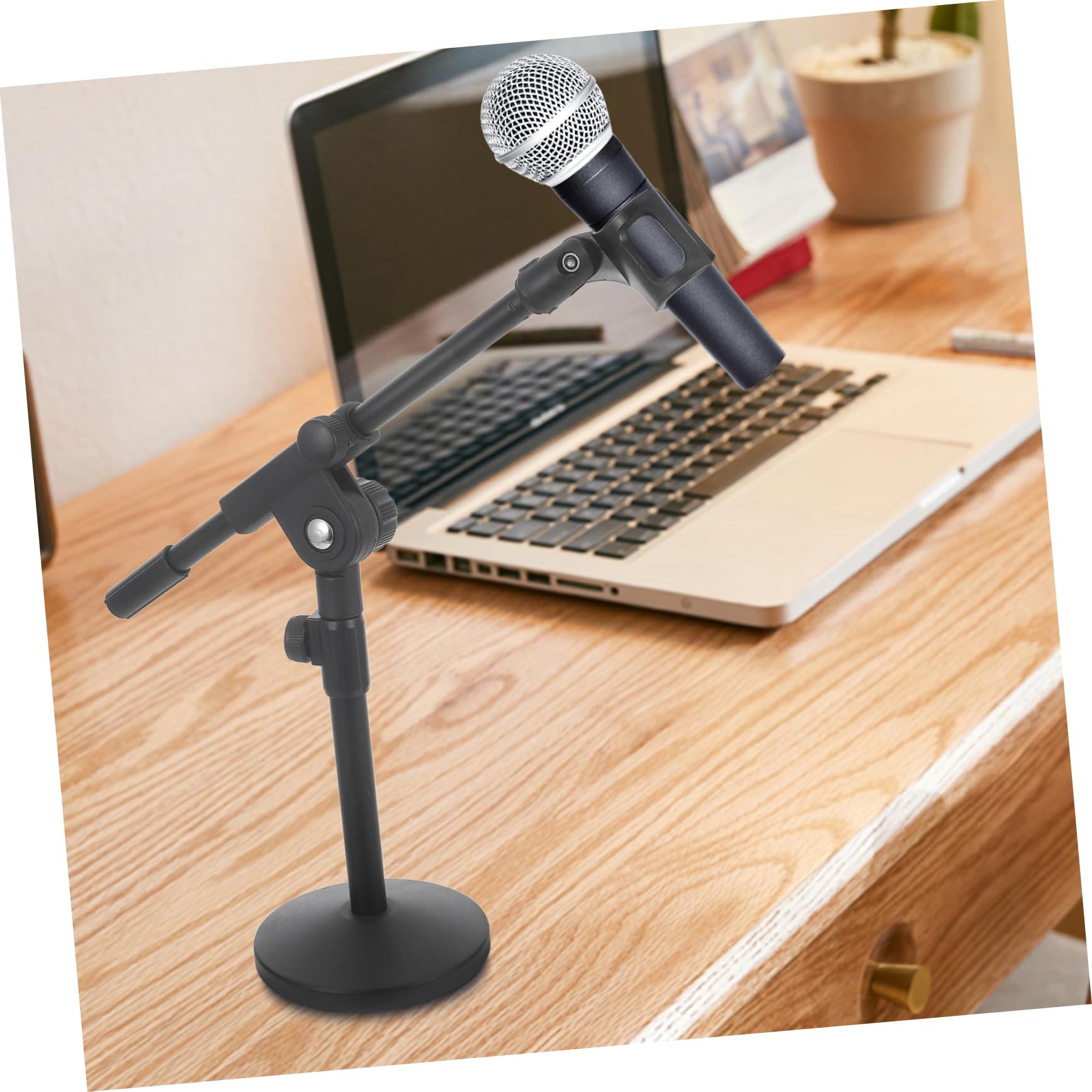 ibasenice Base Per Microfono Supporto Da Tavolo Regolabile Estensibile Con Clip Per Microfono Per Podcast Musicisti Hobbisti