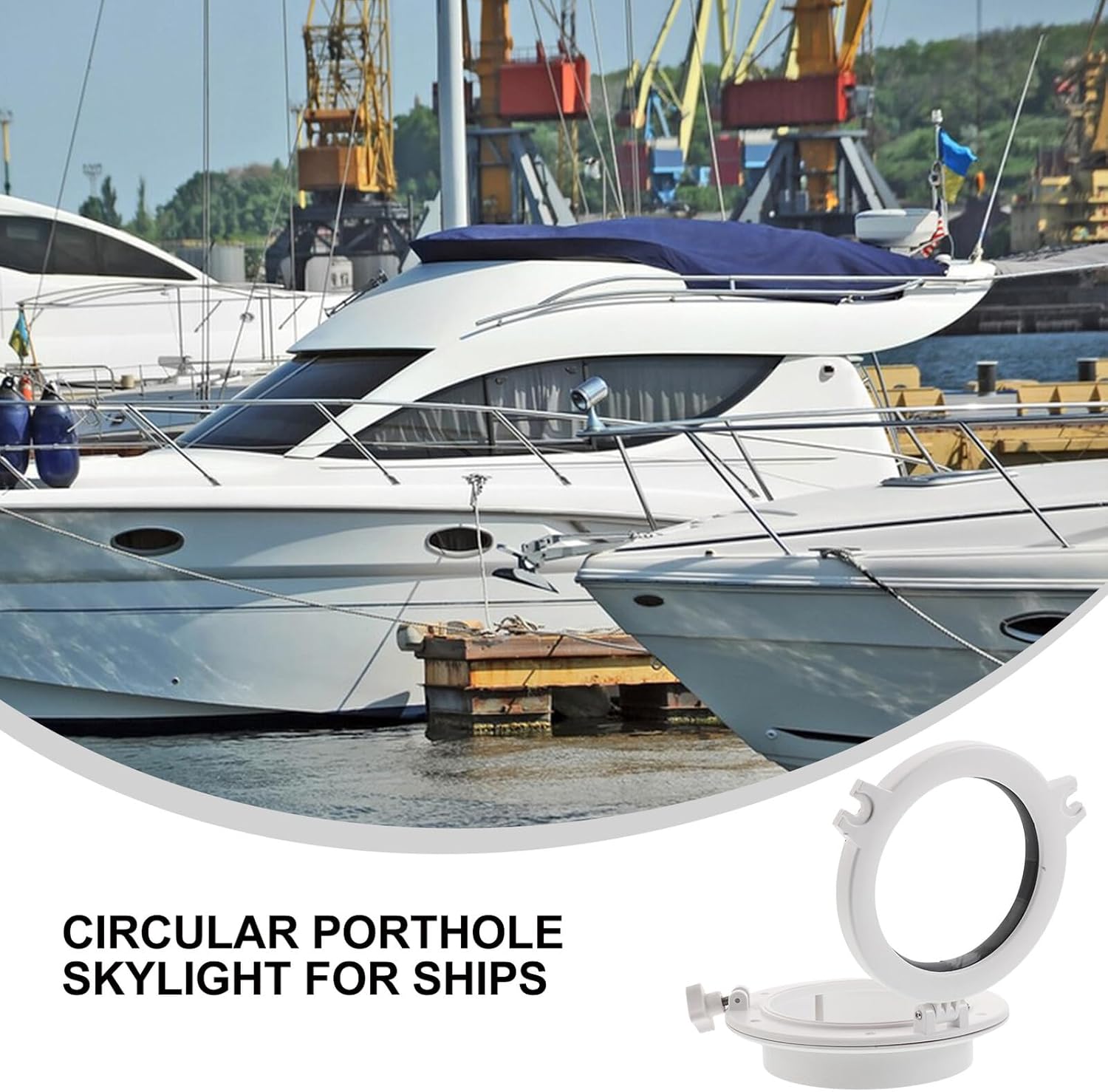 BESTonZON Boat Porthole Window Round Opening 8.45" White Small (215mm) for Yacht Marine Vessel and Rv Cabin Replacement Accessory