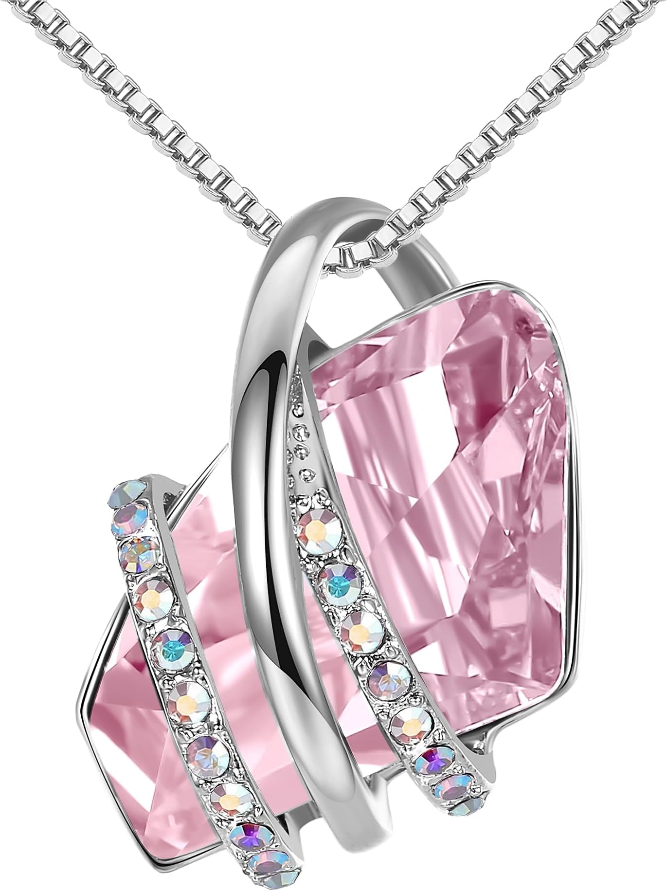 Wish Stone Pendant Necklace, Necklaces for Women with Birthstone Crystals, Jewelry for Women with Gift Box, Allergy-Free Birthstone Necklace for Women, 18K Rose Gold Plated or Silver-tone
