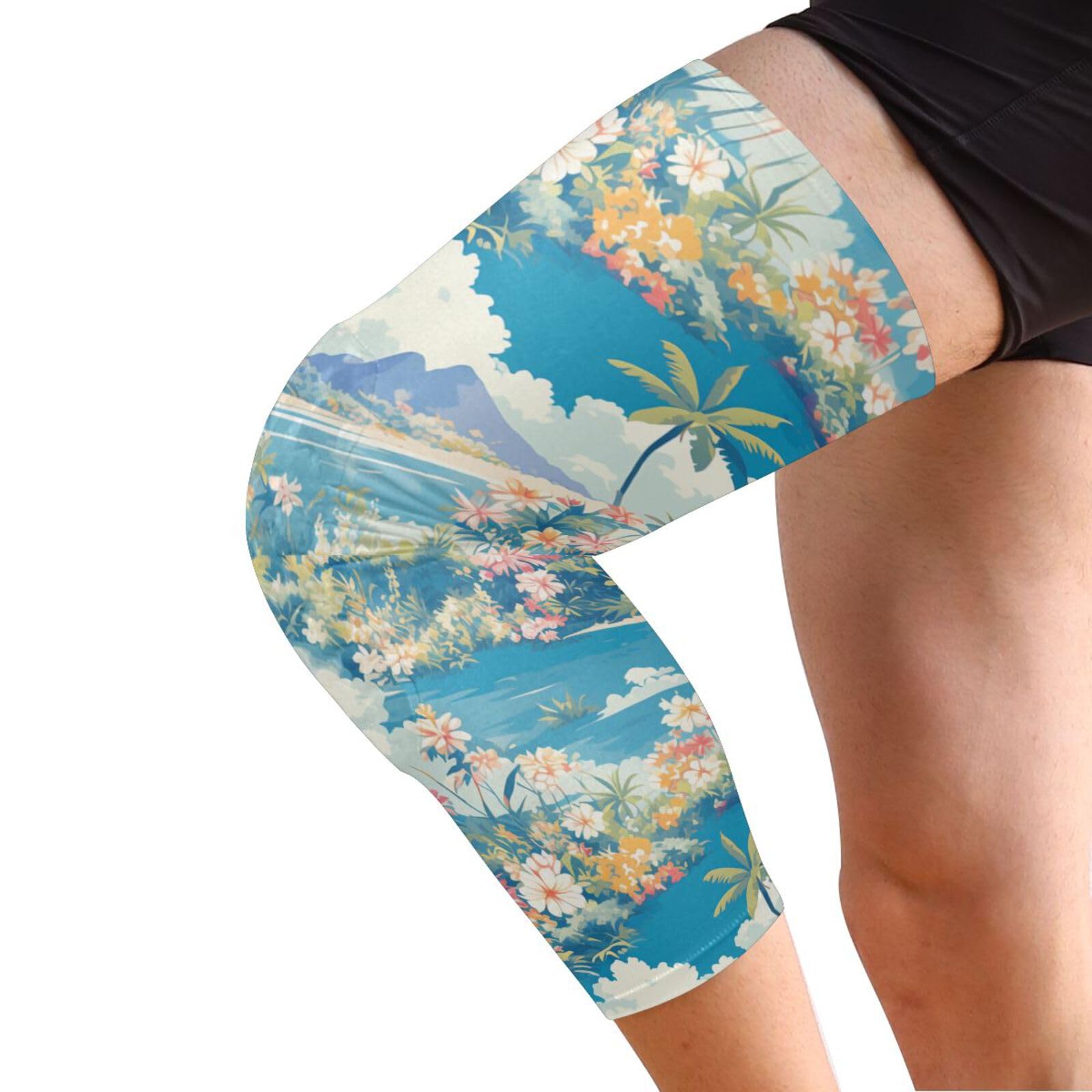 JUNZAN Hawaii Tropical Style Basketball Knee Pads for Youth Kids Wrestling Knee Pads with Sleeves Sport Kneepads for Volleyball Football