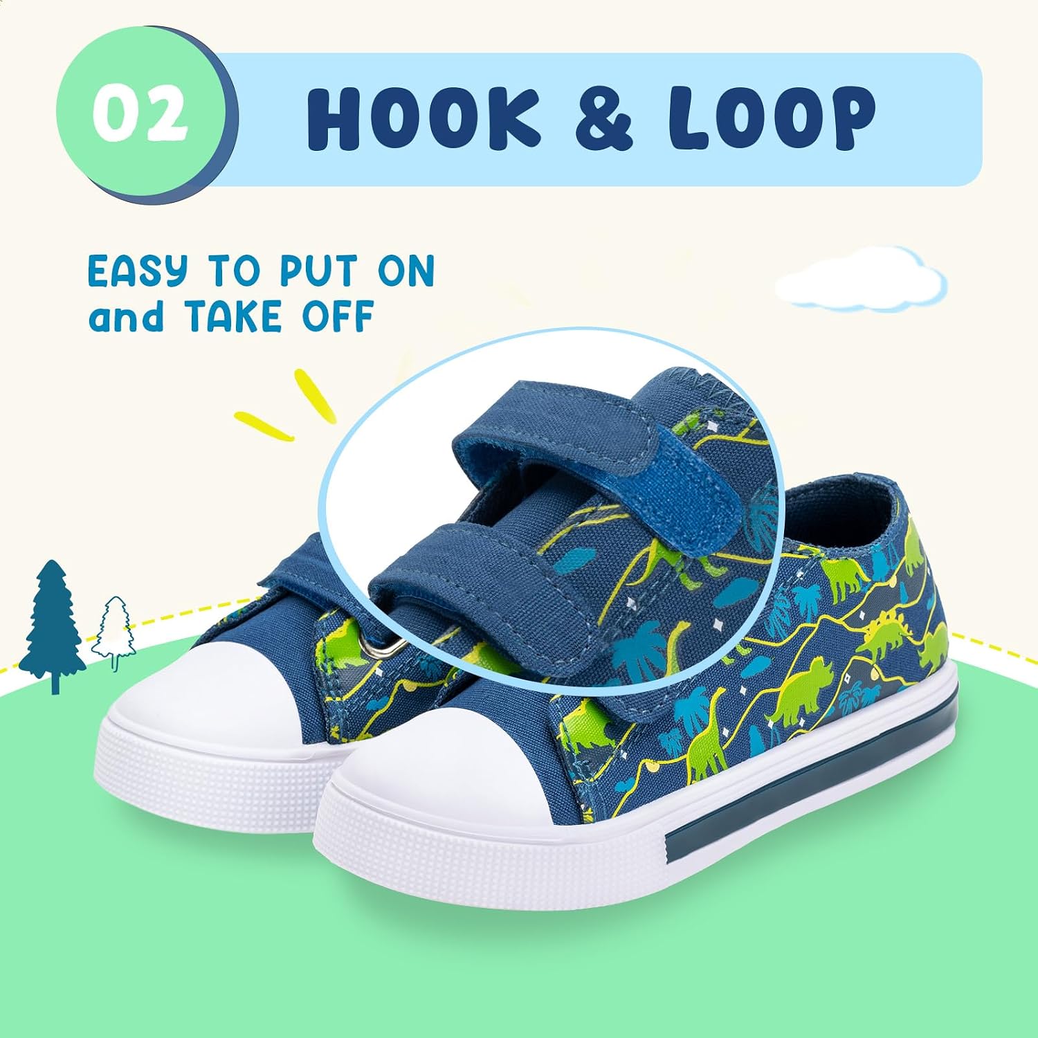 FUNCOO PLUS Kids Light Up Shoes Toddler Canvas Sneakers with Hook and Loop for Boys Girls