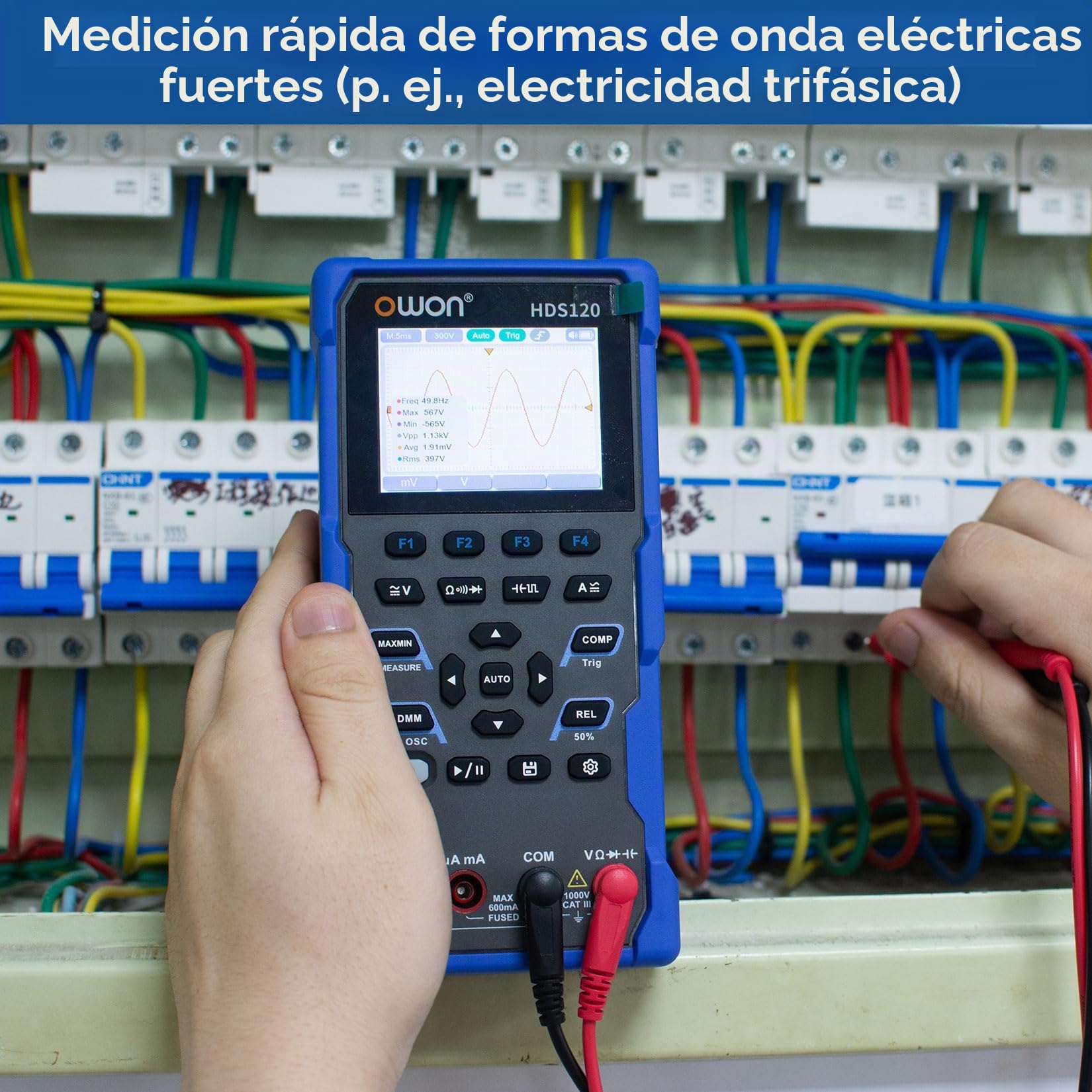 OWON HDS120 Osciloscopio Multímetro 2 en 1 de 1 MHz, multimetro de mano multifunción, multímetro digital de 20.000, pantalla IPS de 2,8 pulgadas, instrumento de prueba universal (multímetro