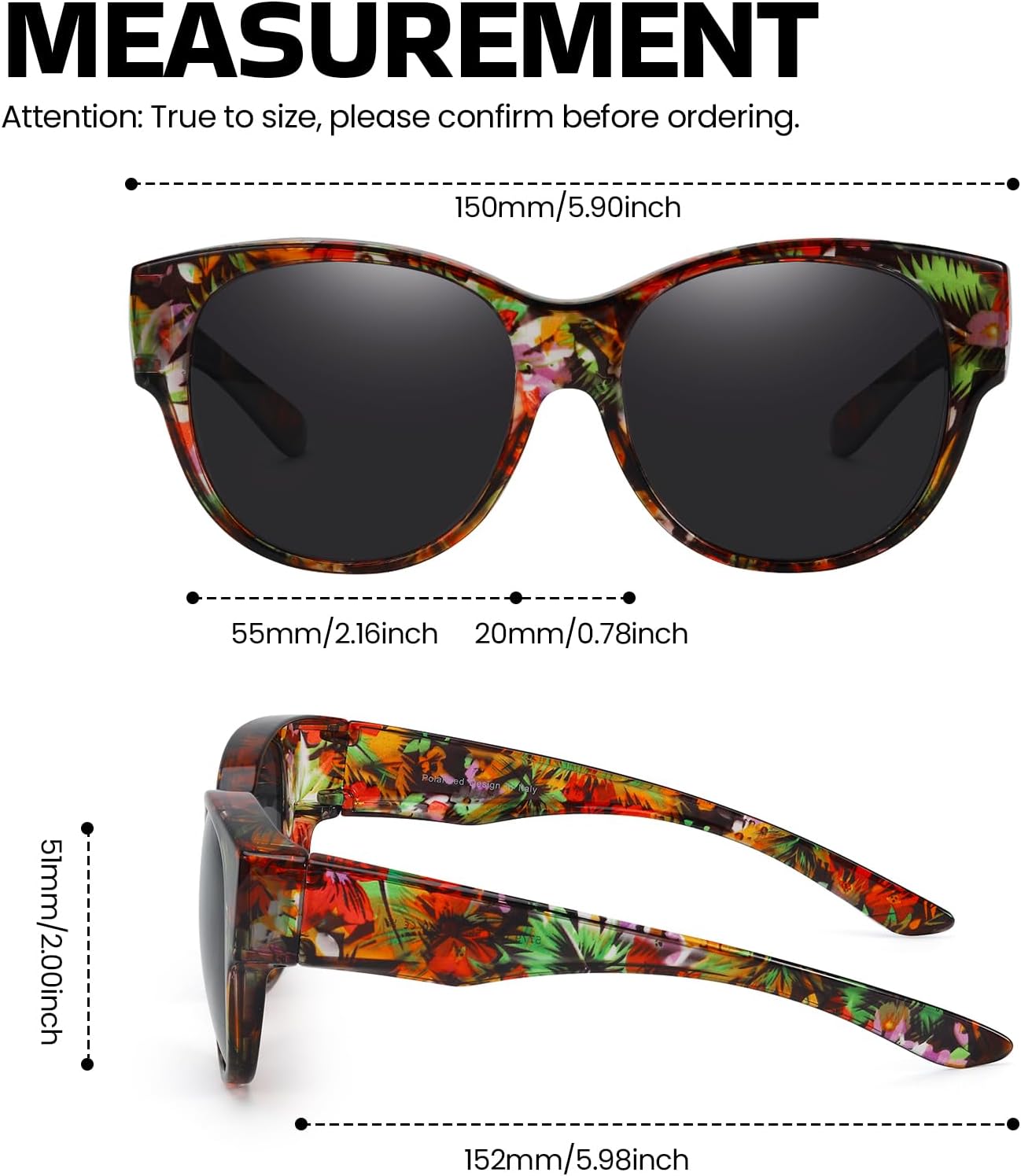 Xfeel Polarized Sunglasses Over Glasses for Women Trendy Shades Over Prescription Eyeglasses Sun Glasses - Image 4