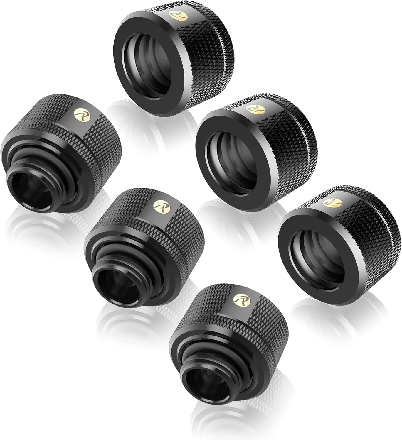 RAIJINTEK PELIAS BLACK - D140906 G1/4" 14mm OD 90 Degree Brass Fittings, Black, 6 Pack (0R40B00228)