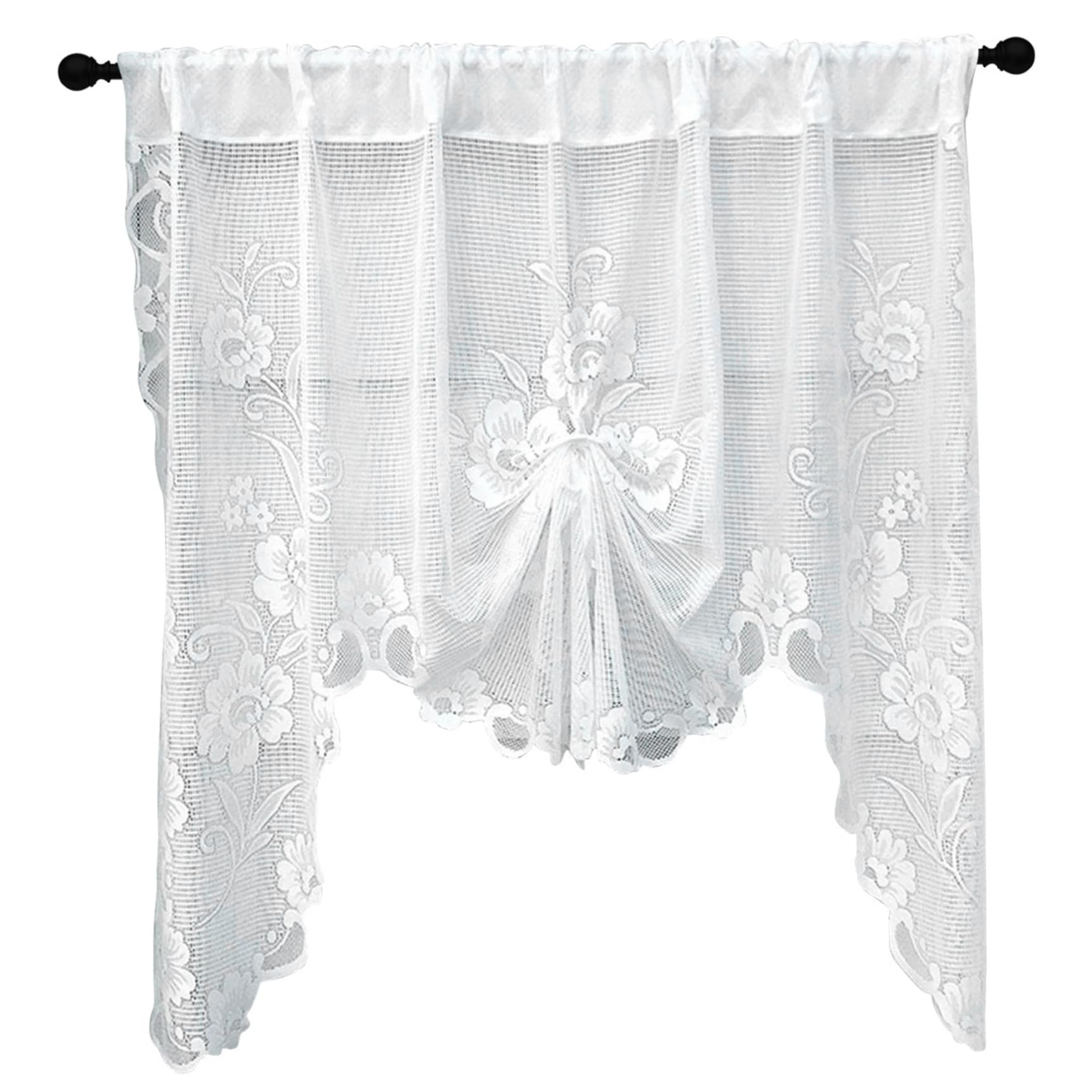 Cortinas de encaje semi-transparentes con bordado floral para cocina