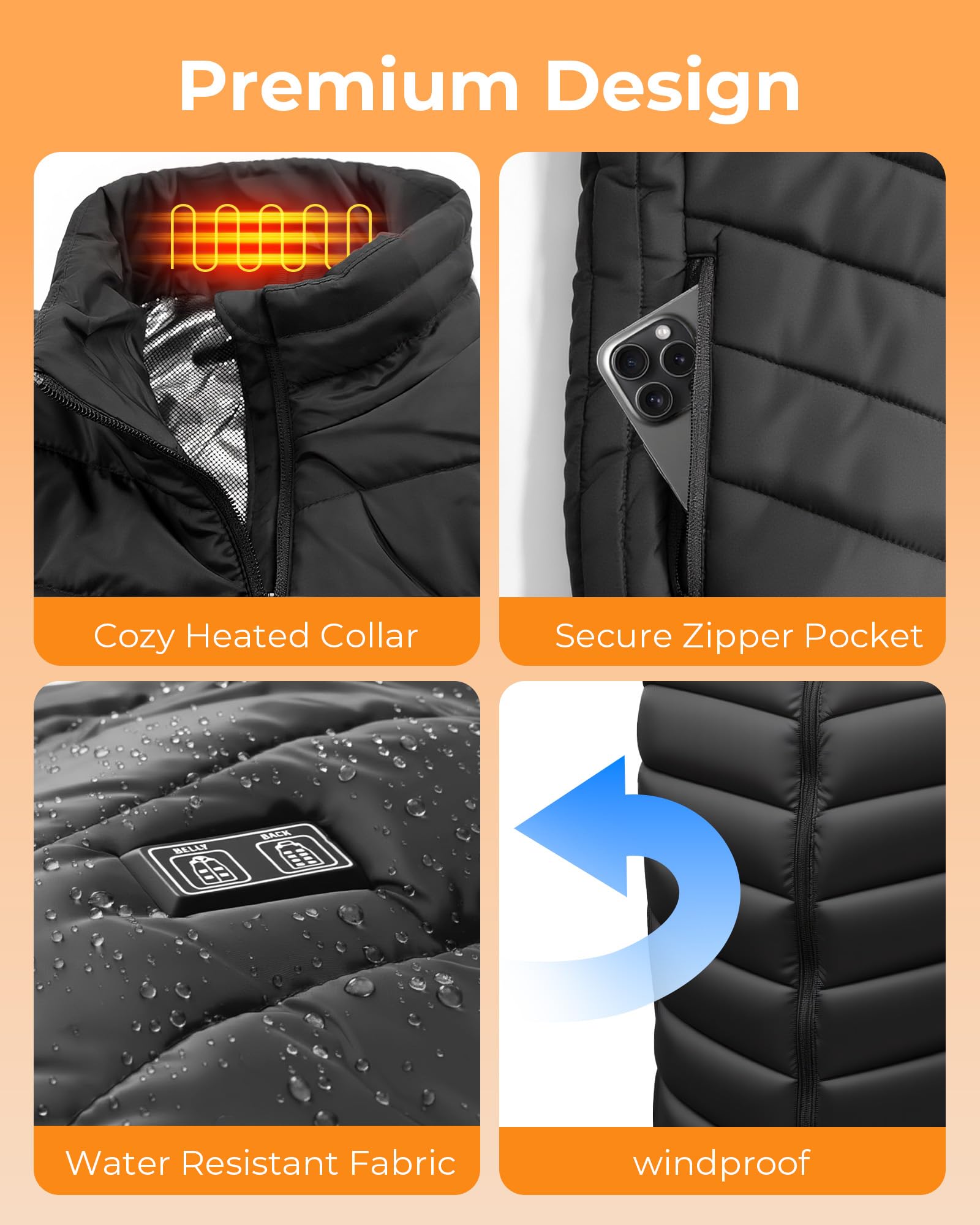 Gilet riscaldato per uomo e donna, gilet elettrico riscaldato USB per esterni, taglia L (senza batteria)