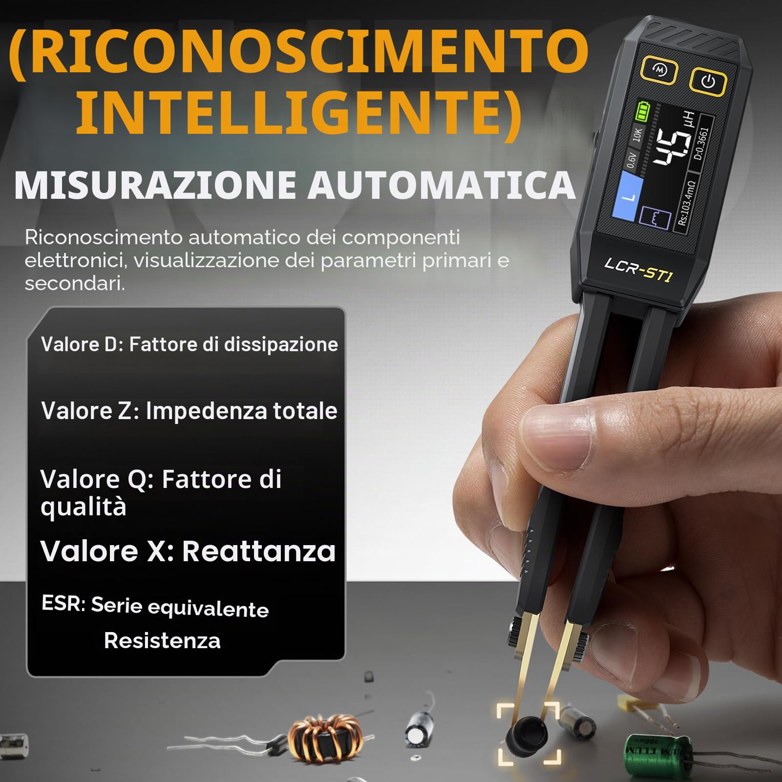 LCR Meter Tester Smart Bridge Tweezer Kit Misuratore digitale Lcr Ponte Resistenza Induttanza Capacità Controllo componenti (LCR-ST1 Tweezer Bridge)