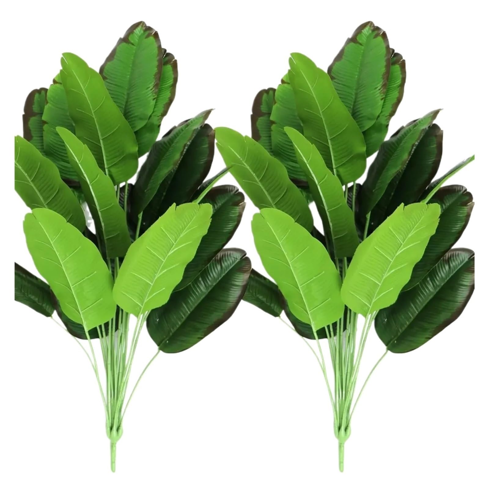 Artificial Foliage Stems 32 Artificial Bird of Paradise Plants 18 Leaves Faux Banana Tree Tropical Turtle Large Palm Leaf Fern Bushes Shrubs(Dark Green 2 packs)