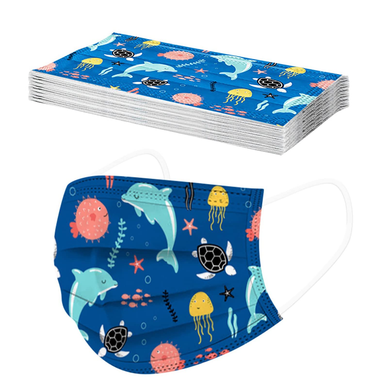 HKUOPW 10PC Space Masks Disposable for Kids Childrens Breathable Dinosaur Patterned Facemasks 3 Ply Personalised Coloured Dino Face Masks Adjustable Ear Loop Bandana