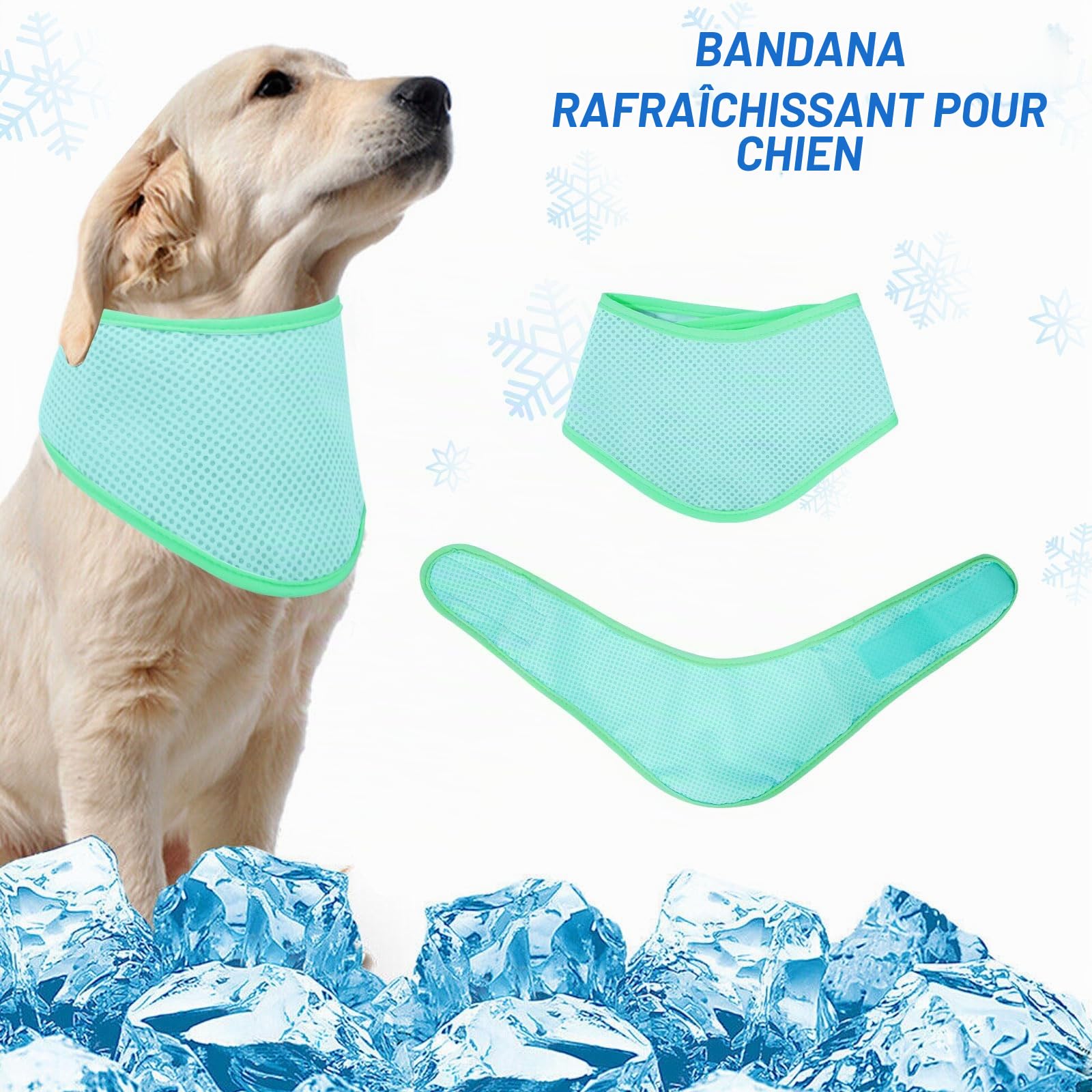 Lancry Écharpe rafraîchissante, collier de refroidissement respirant pour animaux de compagnie pour chiens, écharpe de détente instantanée pour animaux de compagnie, été, plein air, refroidisseur de