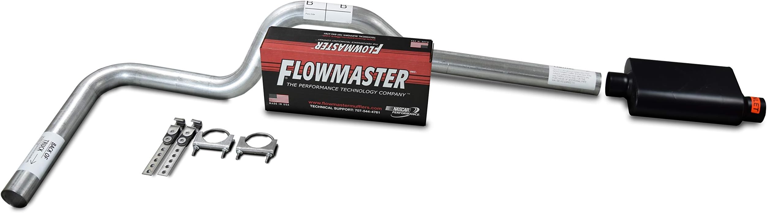 XsvFLO Exhaust Kits - Shopline Single Exhaust System 3in AL pipe Flowmaster Super 44 3" Fits Silverado, Fits Sierra, Fits F-Series,& Fits Ram