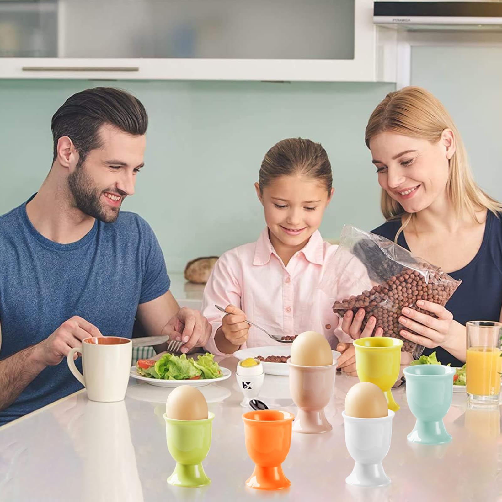 Portauovo Per Uova Sode - Set Da 6 In Bianco Per Colazione - Foto 10