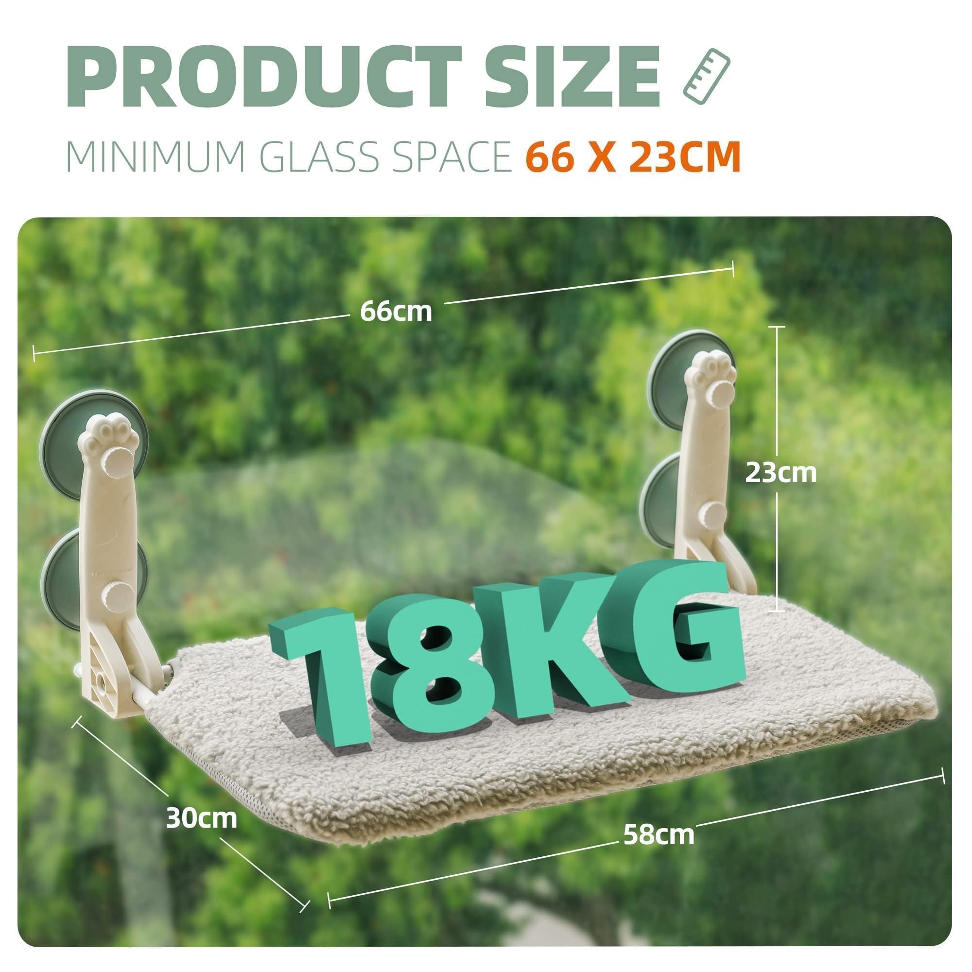 MEWOOFUN Katzen Hängematte Fenster 54x30cm katzenbett Fenster Wendbare Matte - Katzen Fensterliege mit Aktualisierung stark Saugnäpfe bis zu 18kg (Grau, L)