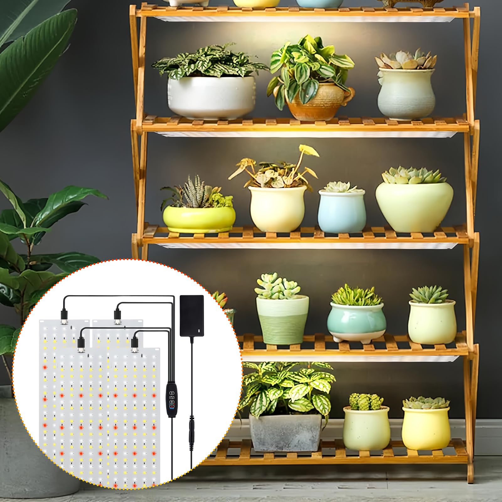 Joyan 4 Pièces Lampe de Plante LED Lampe de Culture LED à Spectre Complet Lampe Horticole avec Minuterie 3/9/12H, 10 types de Luminosité pour les Plantes d'Intérieur