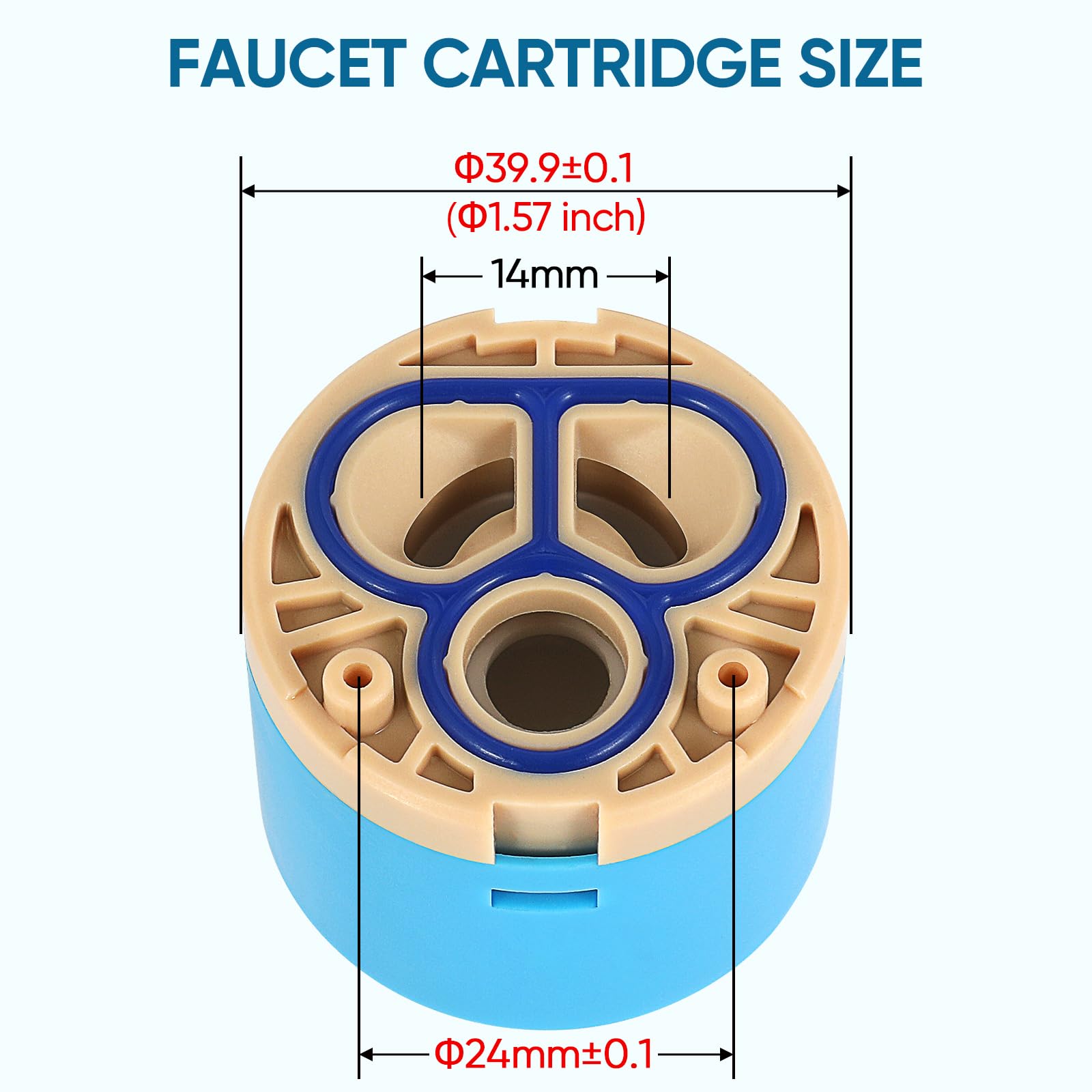 Cartucho de repuesto para grifo, diámetro de 40 mm, doble sellado con rotación de 90 grados, válvula de cartucho de cerámica, adecuado para grifo de cocina de una sola manija (40 mm)