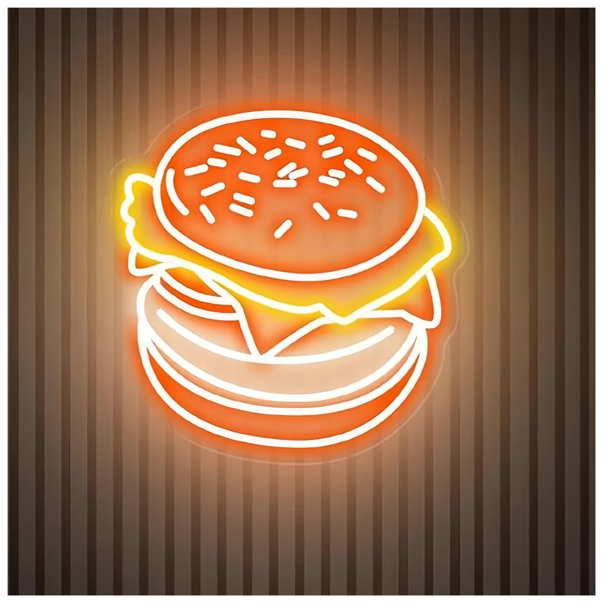SHOUXI Sign Lamp Burger Neon Sign Hamburger Neon Light Sign Home Wall Decor Coffee Shop Restaurant Decor Fast Food Neon Art(A,50CM)