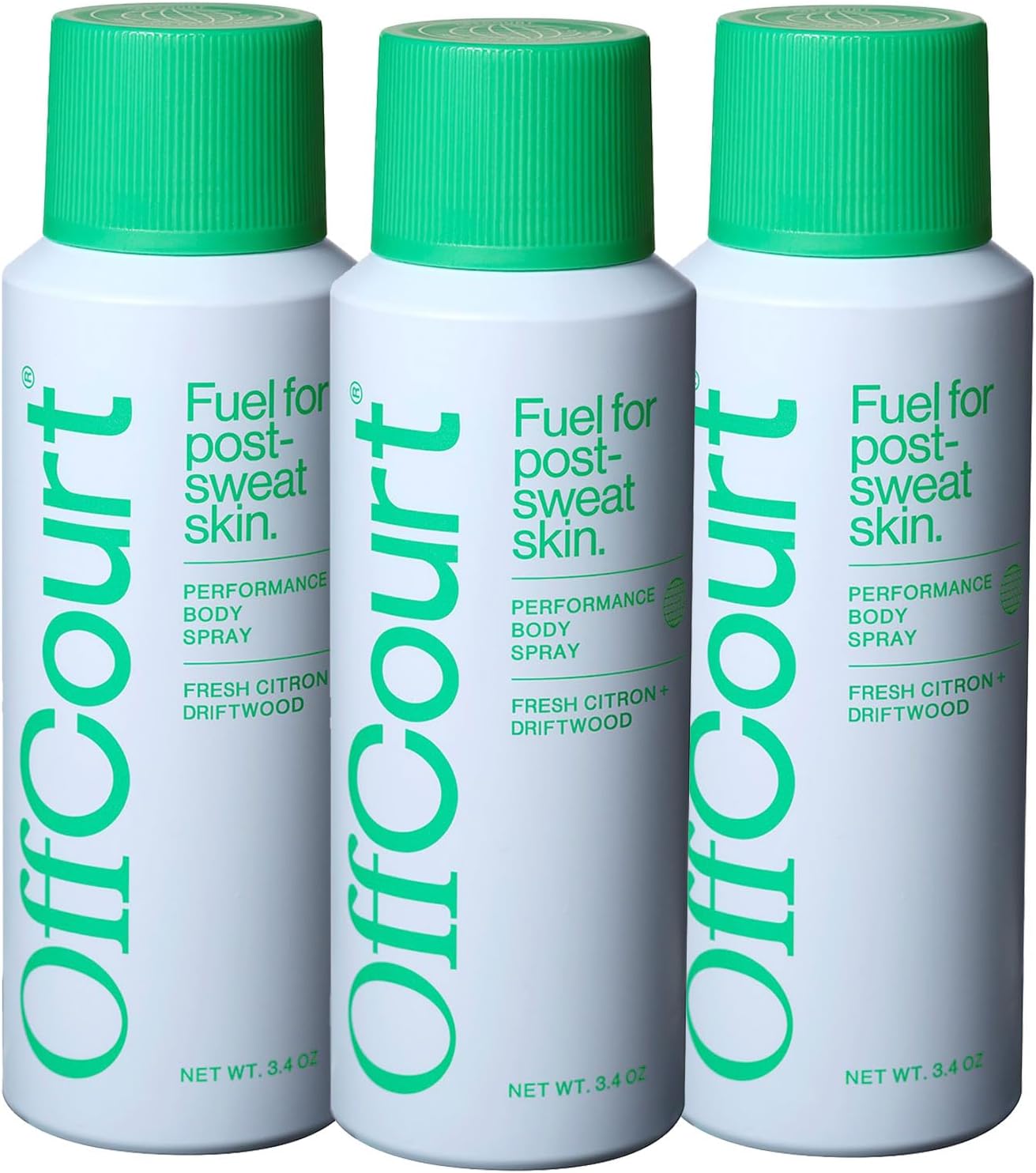 OffCourt - Natural Deodorant Body Spray for Men and Women - Aluminum Free - Whole Body Deodorant for Women and Men - Fresh Citrus and Driftwood Scent, 3.4 Ounce (Pack of 3)