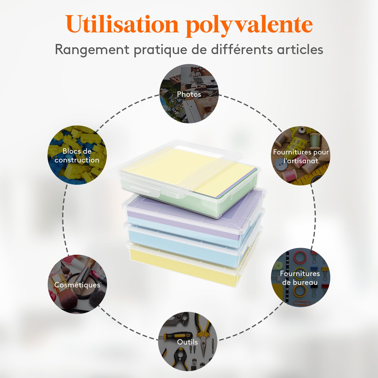 Lifewit Boite de Rangement A4 avec Couvercle, 5L Boite Rangement Document Papier, Boite Archives Carton Plastique, Boîtes de Stockage, Caisse de Rangement, 32 x 23 cm, Transparent, 4 Pièces