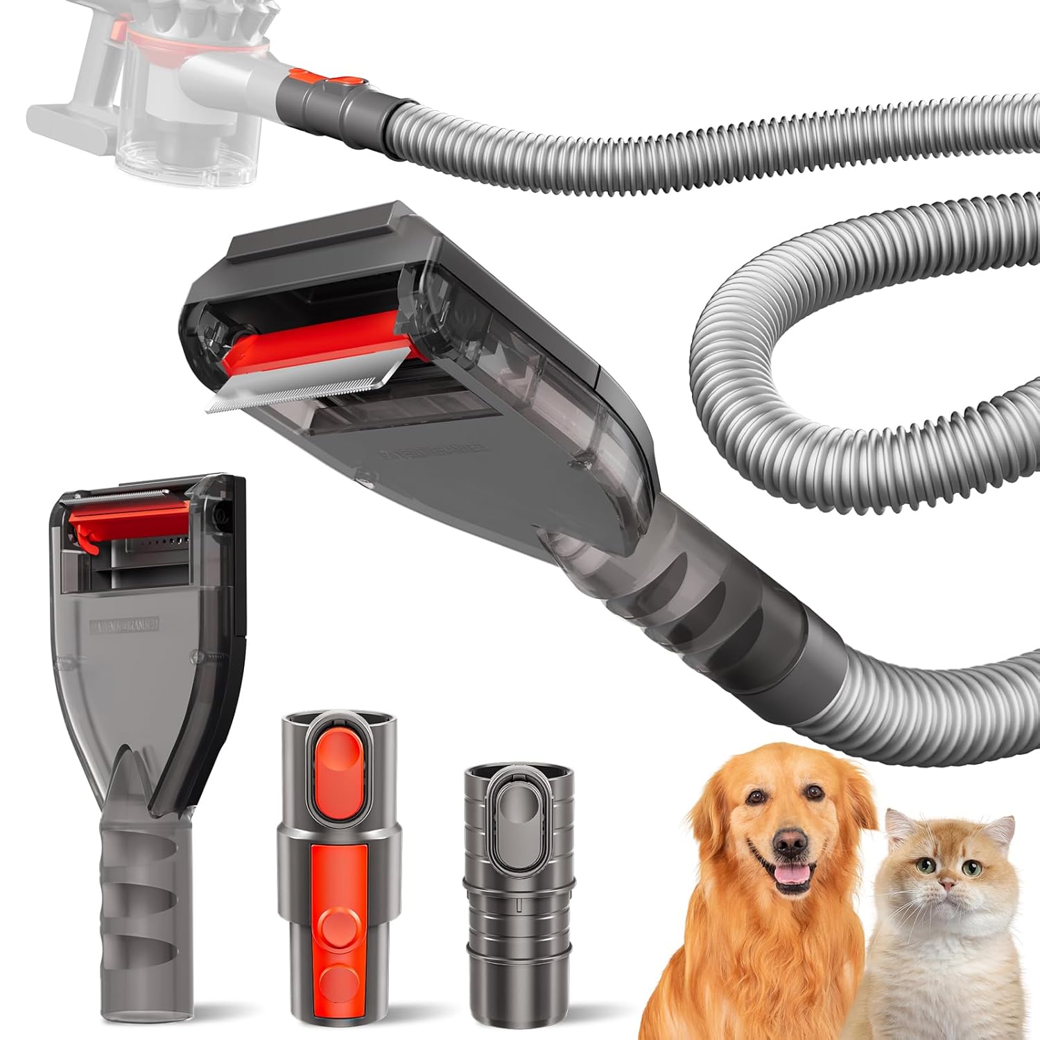 Dog Hair Vacuum Attachment Compatible with Dyson Vacuums, Dog Shedding Groom Tool Brush, Pet Grooming Kit for Dyson V7 V8 V10 V11 V12 V15 DC41 DC65 UP13 Cordless Stick Upright Vacuum Cleaners