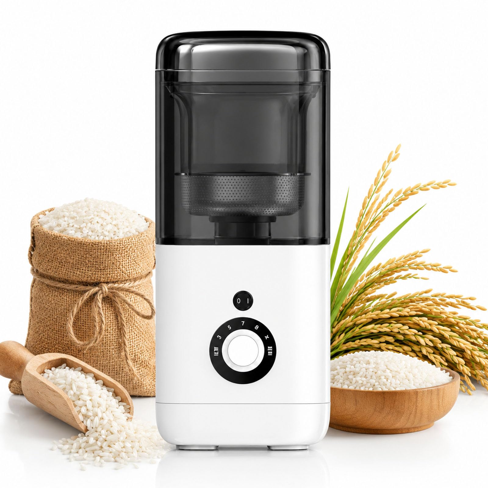 YXYLJOZ Household Rice Milling Machine, Automatic Rice bran Separator with Measuring Cup, 3 Mins to Produce Rice, 7 Gears Milling Accuracy, for Home Wheat & Cereals, Farms