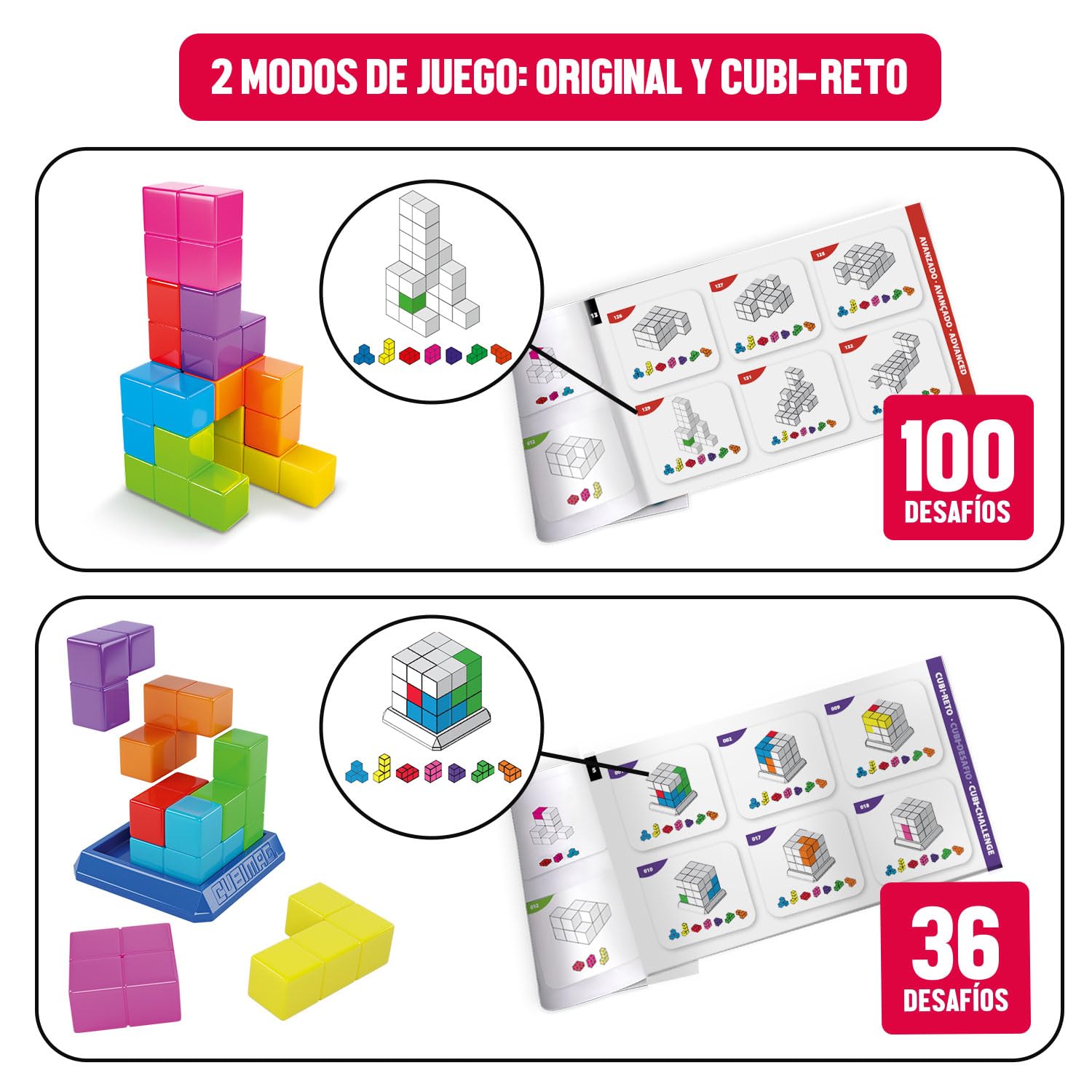 Ludilo - Cubimag Mini | Juego Mesa 8 Años O Más | Rompecabezas Adultos con 2 Modos De Juego | Juegos De Mesa Adulto | Juegos De Ingenio con 136 Desafíos
