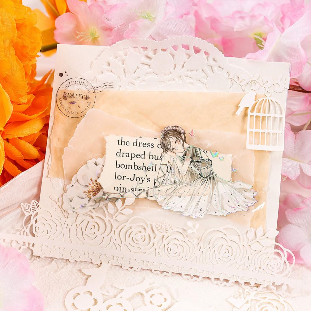 Papier do scrapbookingu, 80 sztuk papieru do scrapbookingu z koronką, pusty koronkowy kwiatowy wzór dekoracyjny pasek papieru do rękodzieła