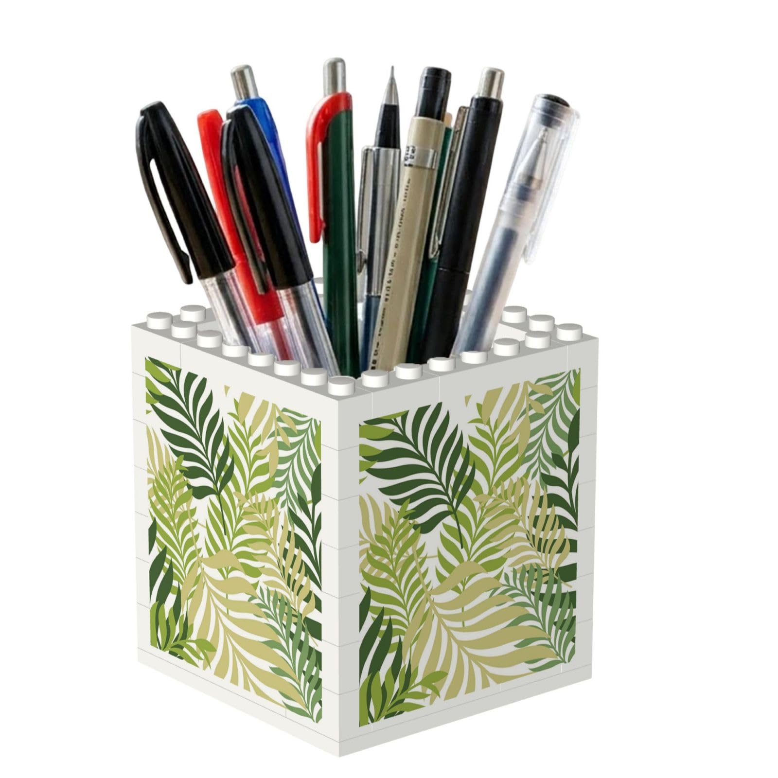 Poadnly Tropical Exotic Palm Tree Leaves, Pen Pot Pencil Holder for Office Home School, Compact Desk Organiser for Office Stationery