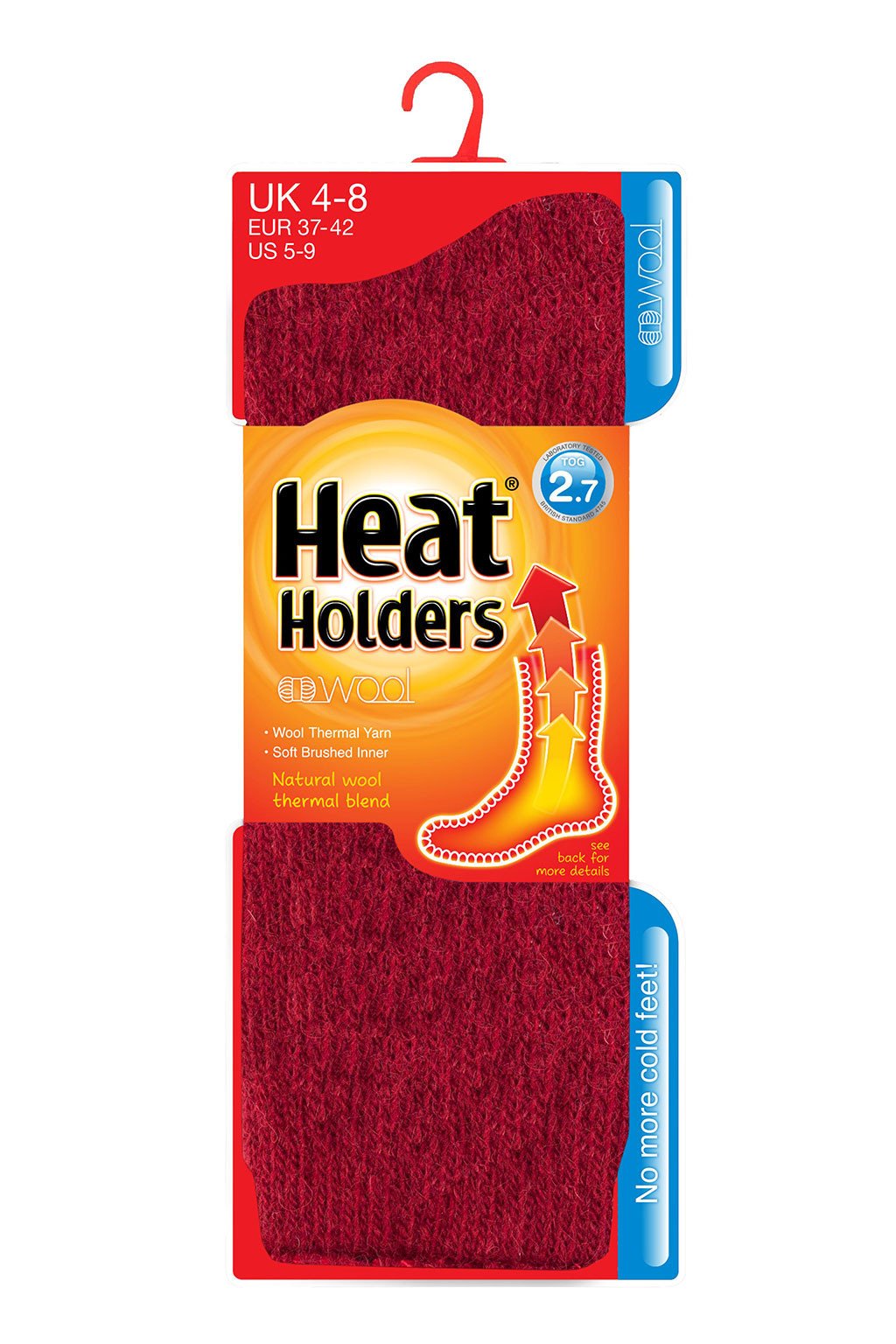 Heat Holders Ladies WOOL 2.7 Tog Original Thermal Socks 5-9 usa Cherry Red