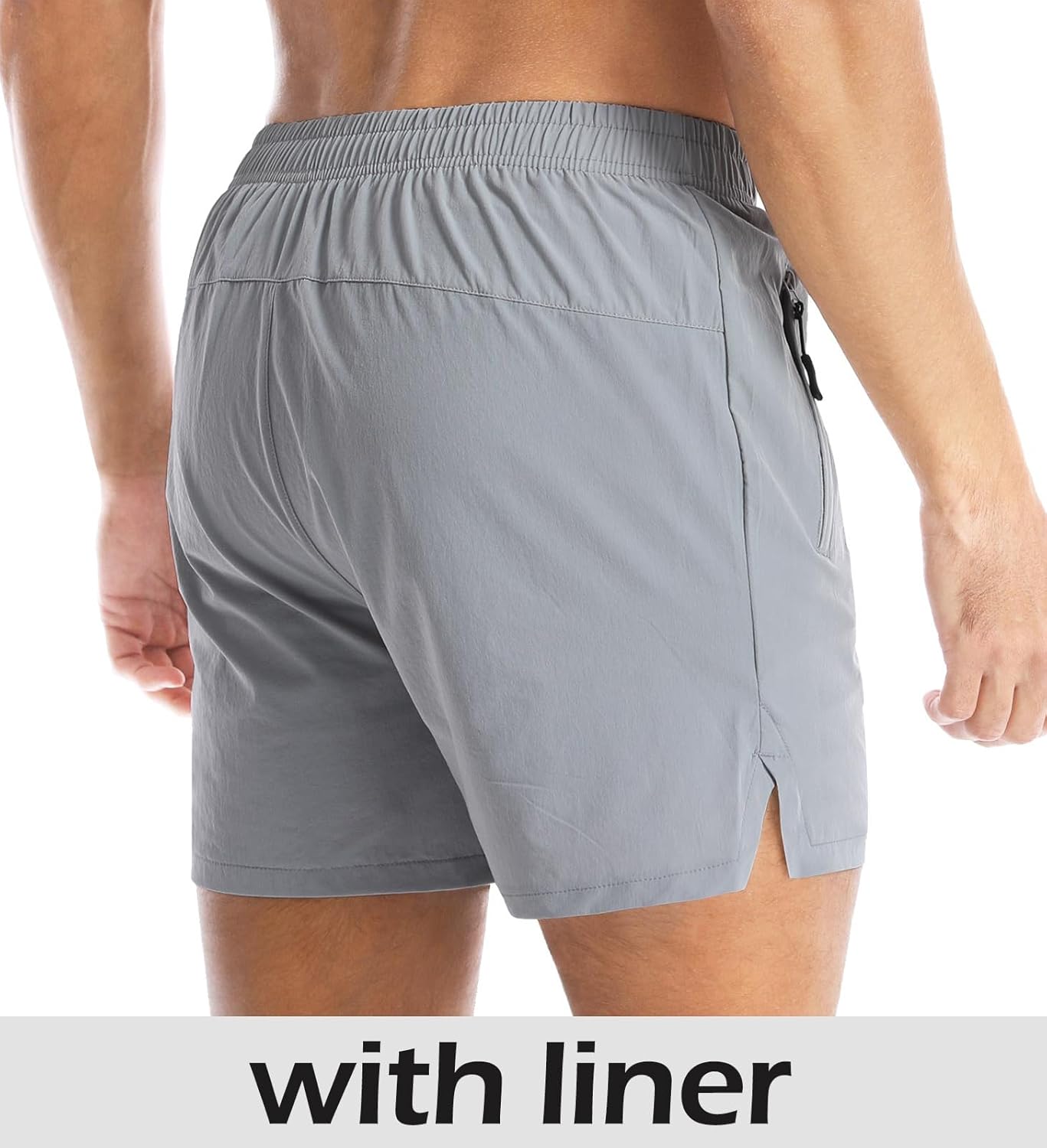 Aolesy Men's Gym Shorts Linerless & Liner - 5" Quick Dry Workout Running Shorts with Zip Pockets Sports Athletic Shorts - Image 3