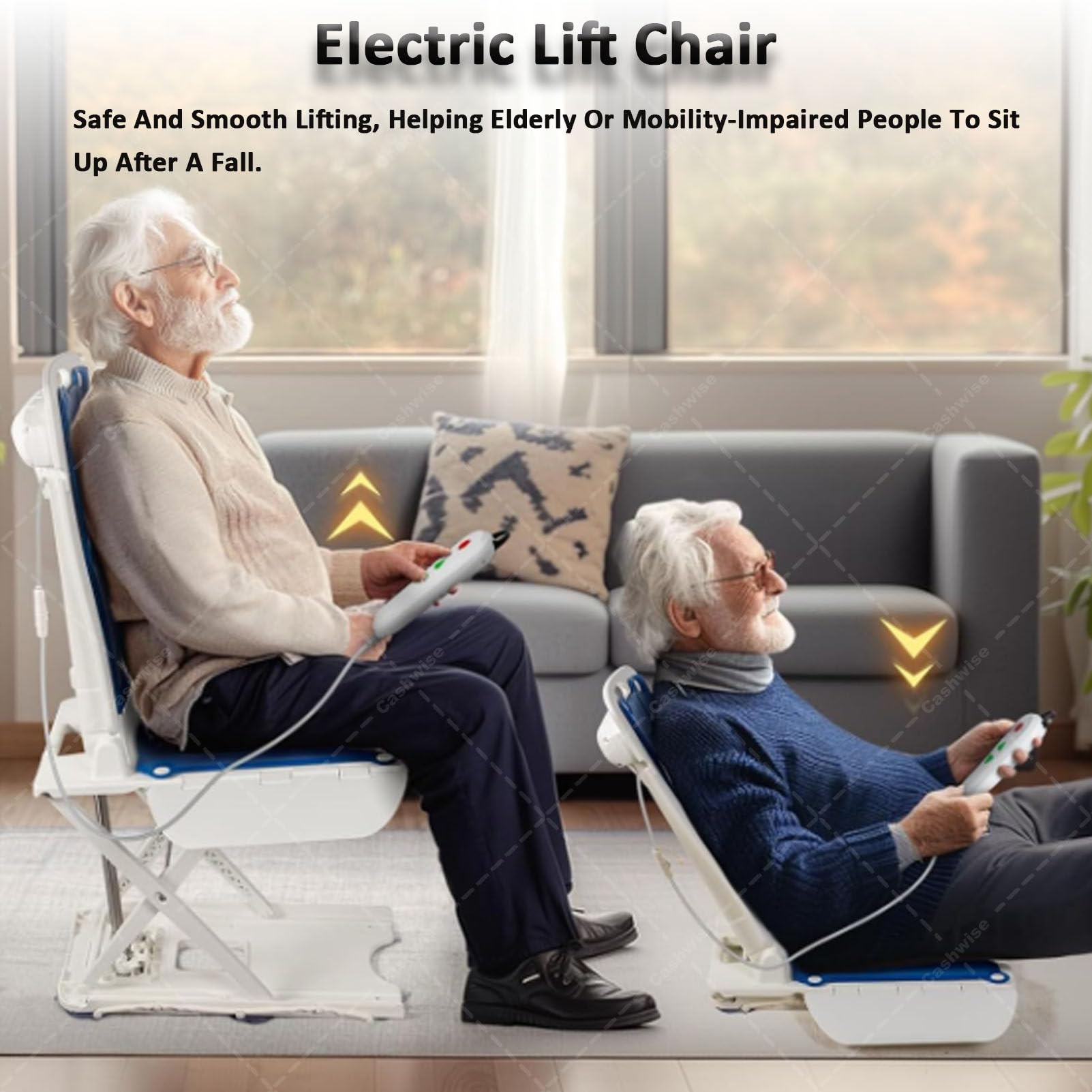 Sollevatore elettrico per sedia, regolabile in altezza da 5 a 48 cm, supporta 136 kg, design pieghevole per anziani, sollevatore impermeabile per vasca da bagno per stare in piedi indipendenti