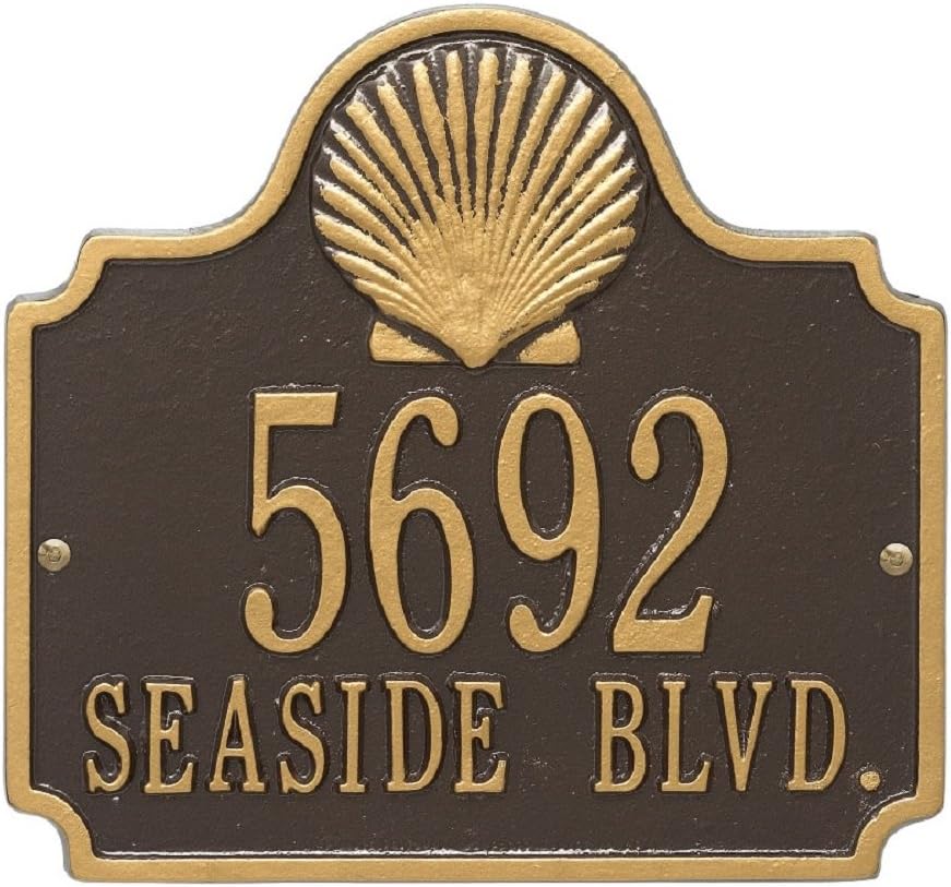 Custom 2 Line Conch Shell Aluminum Address Plaque 10.75"W x 10"H