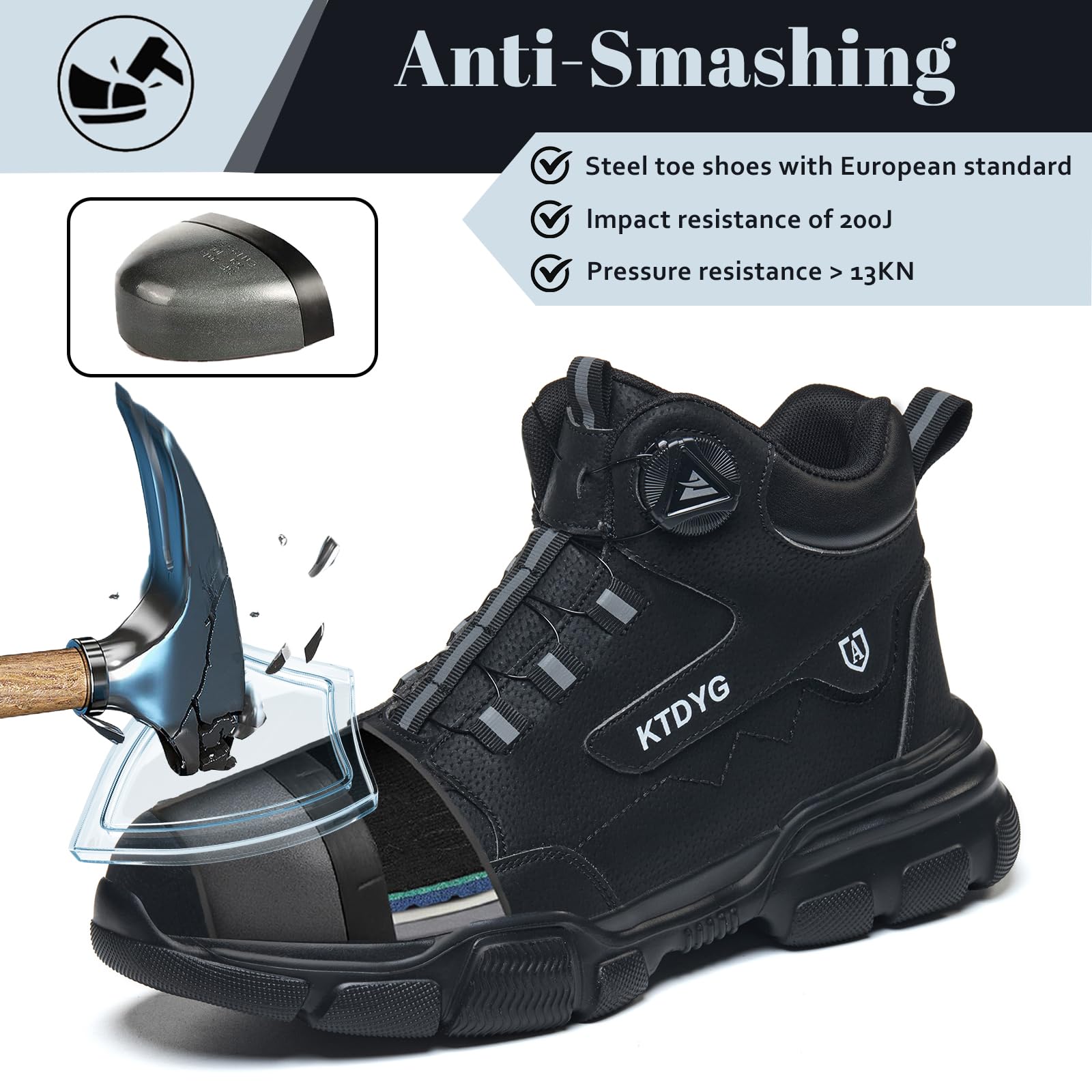 Botas de Seguridad para Hombre Mujer Impermeable Ligeras Botas de Trabajo con Punta de Acero Antideslizante Zapatos de Seguridad 37-46 EU