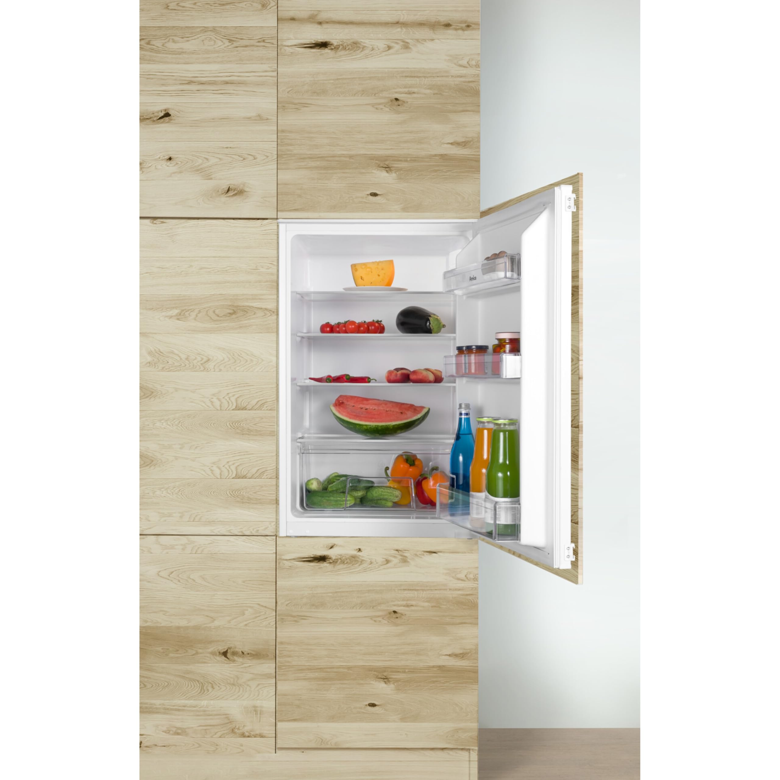 Amica Einbau Kühlschrank 135 L 87,1x54x54 cm EVKSS 353 900 | 880 mm Nische, Schlepptür-Technik, Inverter Kompressor, Elektronische Steuerung, Tür-Offen-Alarm, LED Beleuchtung