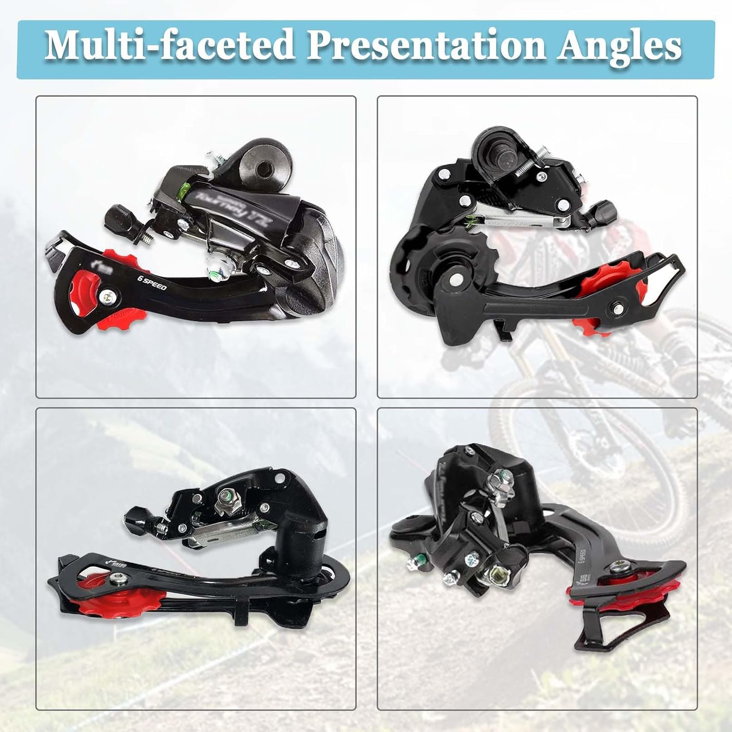 RD-TZ500 Direct Mount 6 Speed Bicycle Rear Derailleur with Bracket, Red, Compatible with 6-Speed Drivetrain Systems