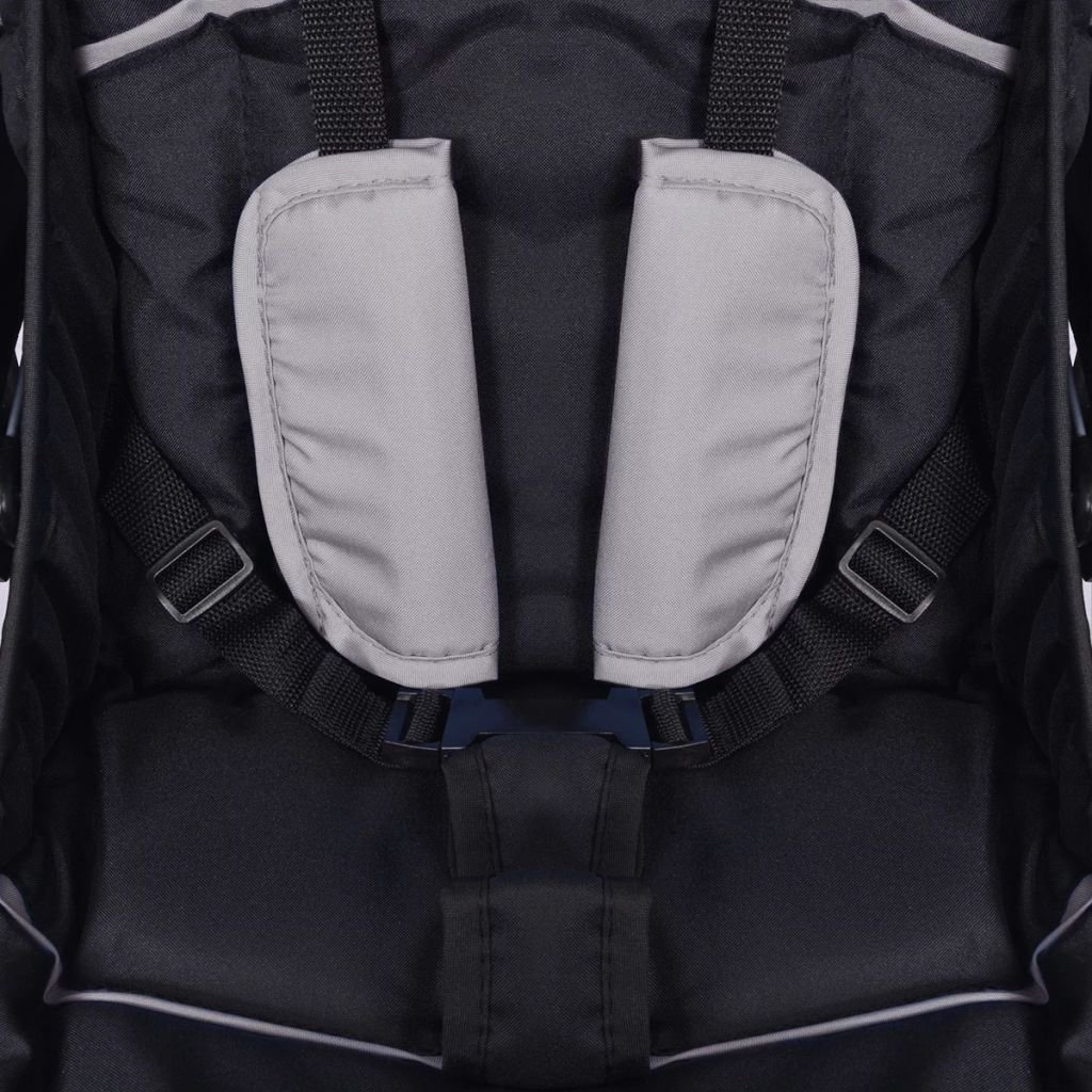 Passeggino Gemellare a Tandem, con tettoie anteriori e posteriori, ruote girevoli 360° e bloccabili, cestino ampio, acciaio e tessuto Oxford, 122,5 x 53,5 x 111 cm, per bambini da 6 a 36 mesi