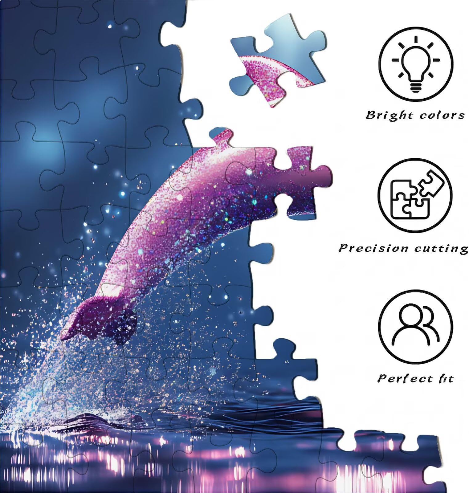 Puzzle 1500 Teile, Holzpuzzle Erwachsene - Impossible Puzzle 87 x 57 cm niffliges Denkspiel & Denksport für Frauen & Männer, Familienspiel für Spieleabende, Geschenk für Frauen Delphin Traum w0-245