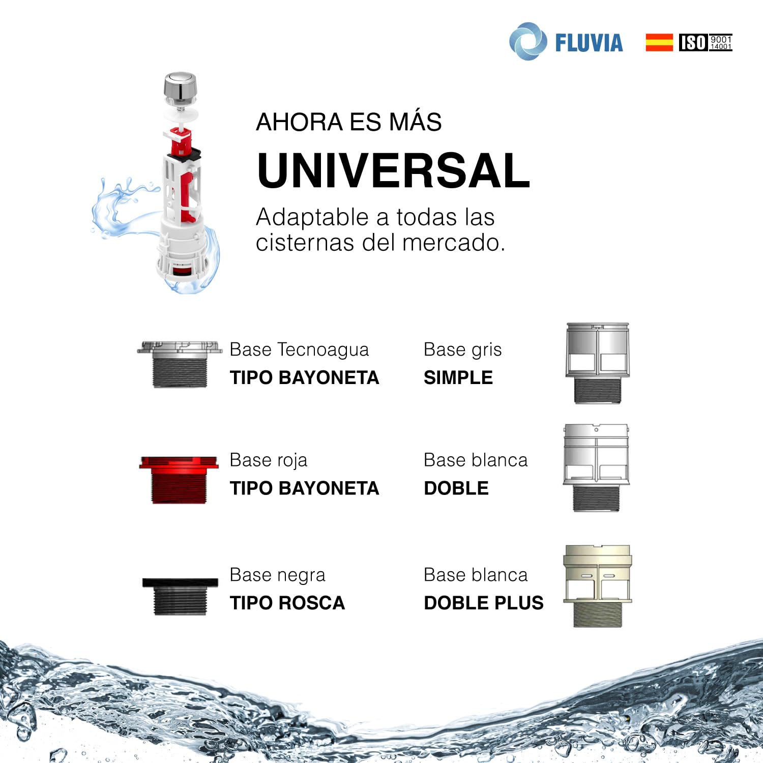 Mecanismo de Descarga para WC Universal – Válvula de Inodoro con Pulsador Interrumpible, Ahorro de Agua y Control de Descarga, Compatible con Cisternas Estándar, Fácil Instalación – FLUVIA — view 5
