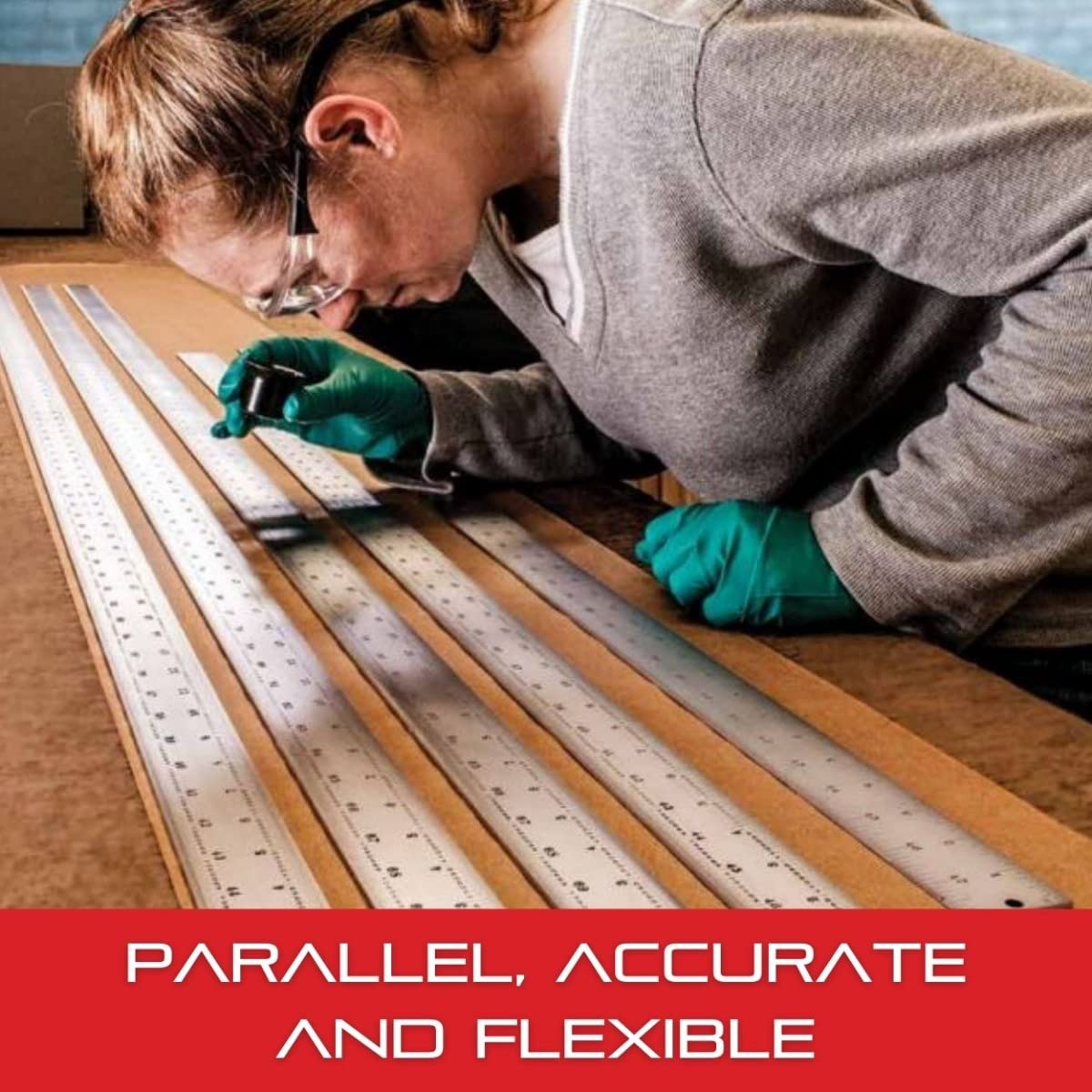 Starrett Straight Edge Aluminum Rule - Ideal for Schools, Shops, Metal Workers and Wood Workers - 72" Length, 2" Width, .125" Thickness, 1/8", 1/16" English - ASE-72